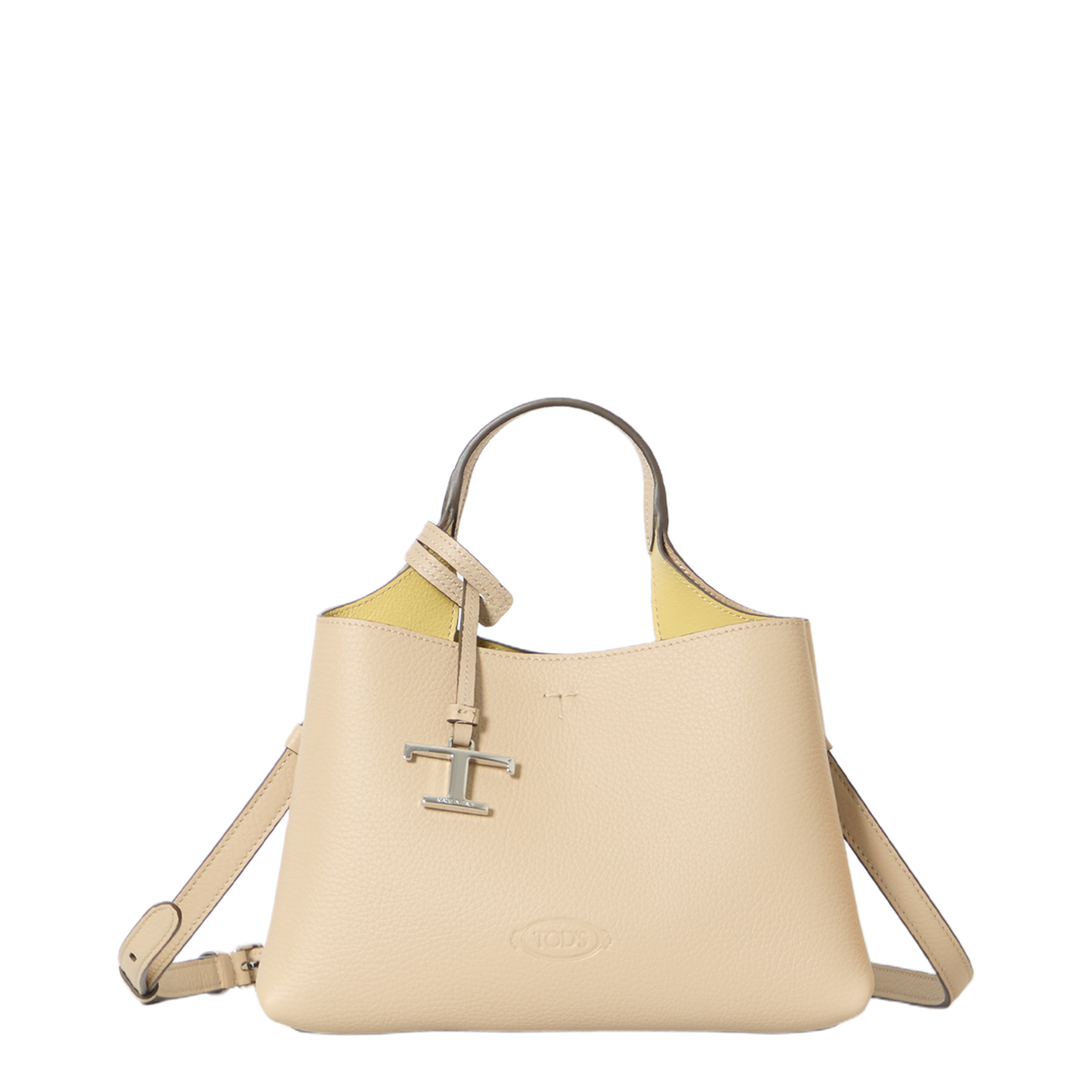 T Timeless Micro Hammered Leather Bag - Beige - Image 1