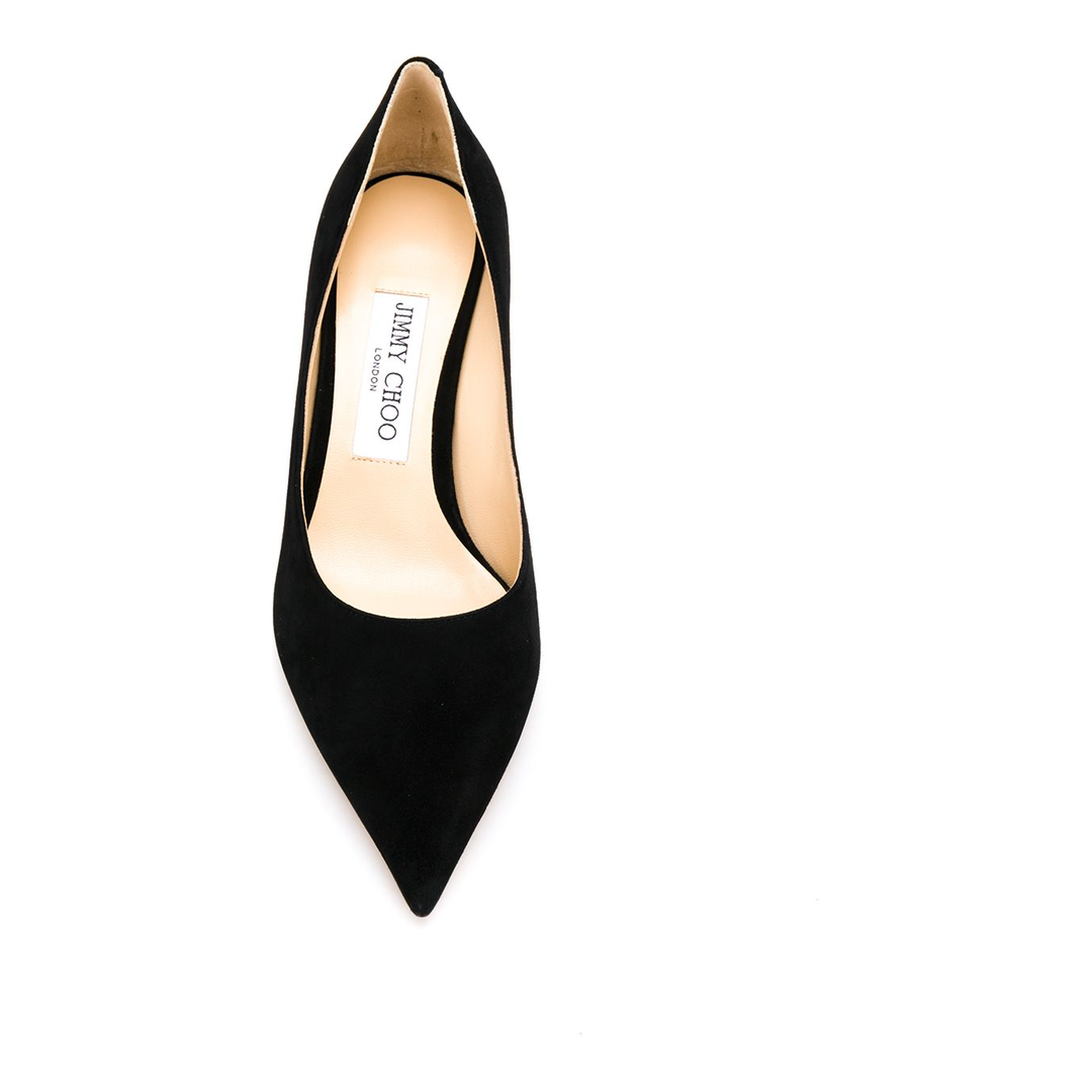 Black Suede Pointed Pumps with Emblem - Image 4