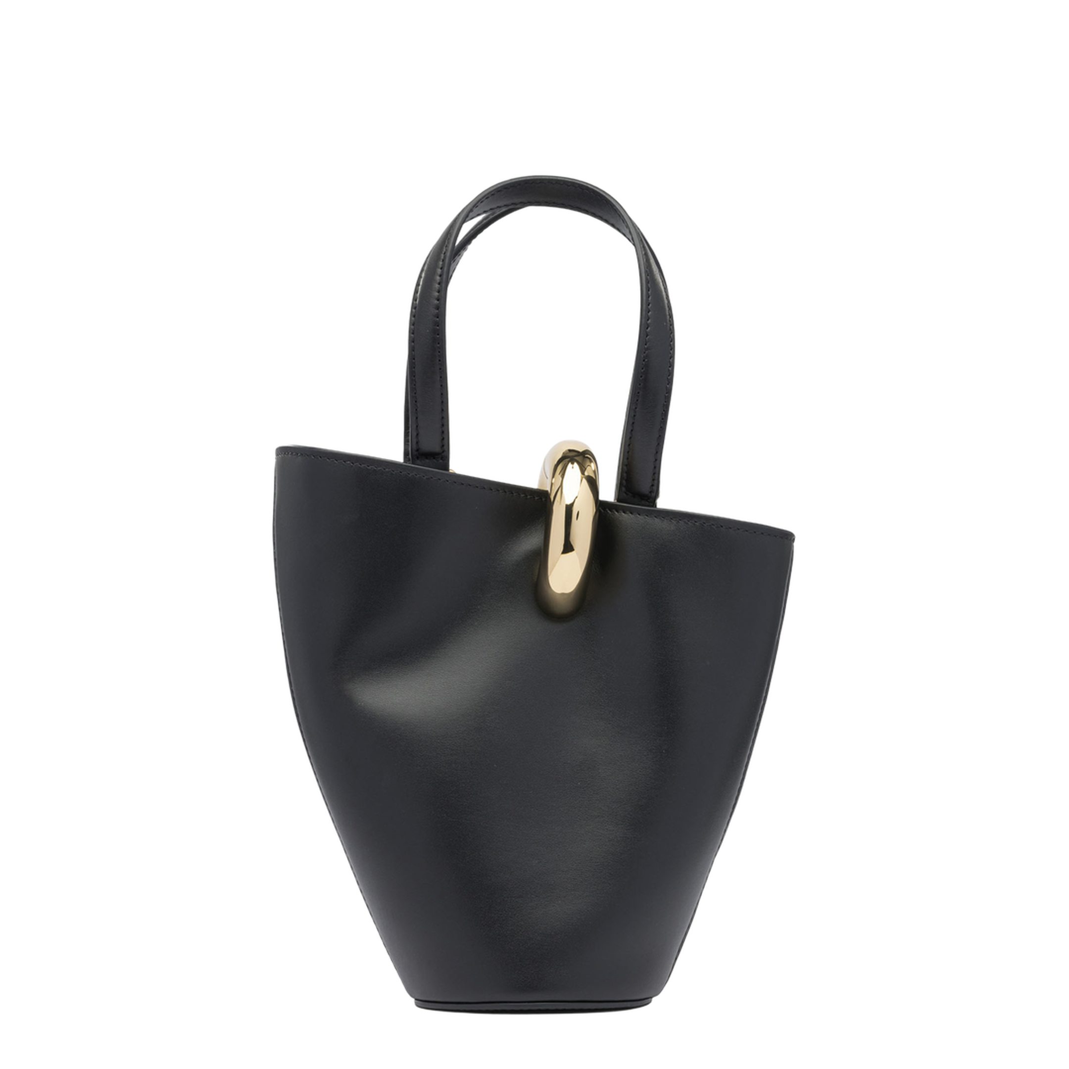Cow Leather Bucket Bag - Black - Image 3