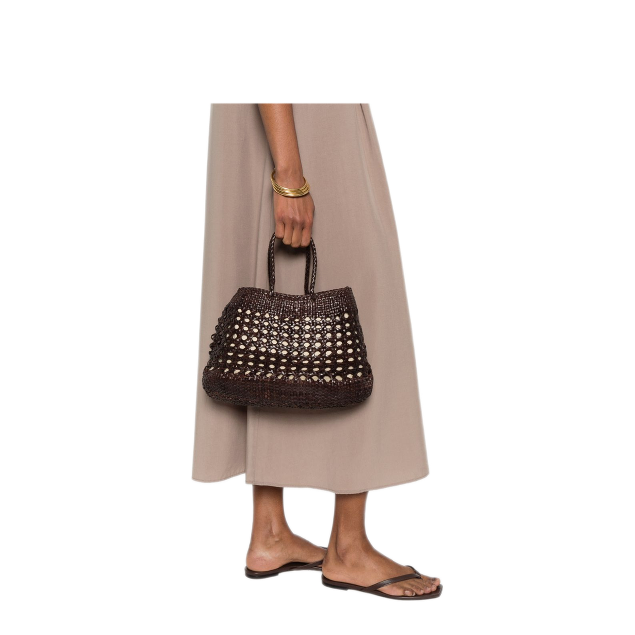 Calf Leather Tote - Dark Brown - Image 5