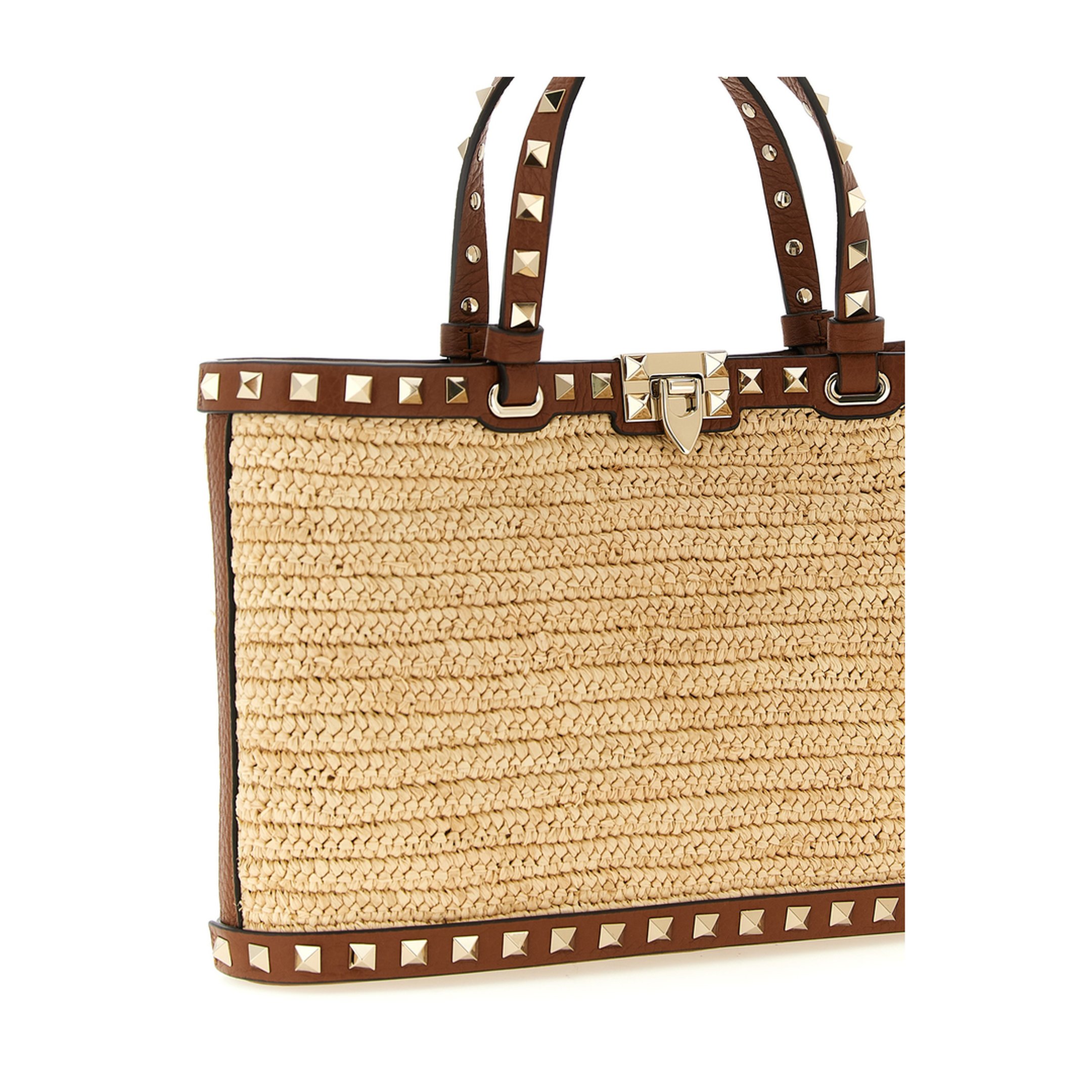 Rockstud Small Shopping Bag - Beige - Image 3