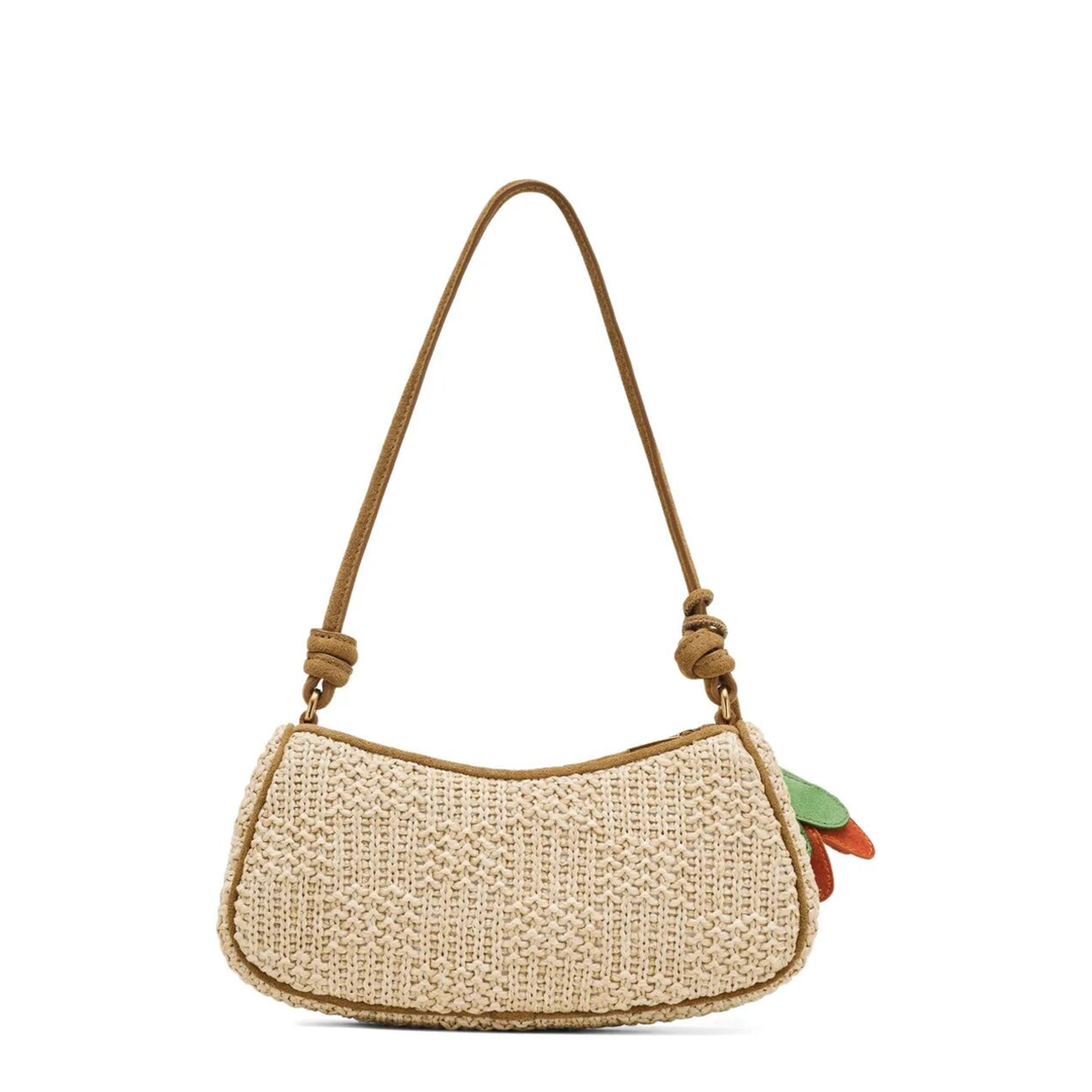 The Summer Woven Charm Shoulder Bag - NATURAL - Image 2