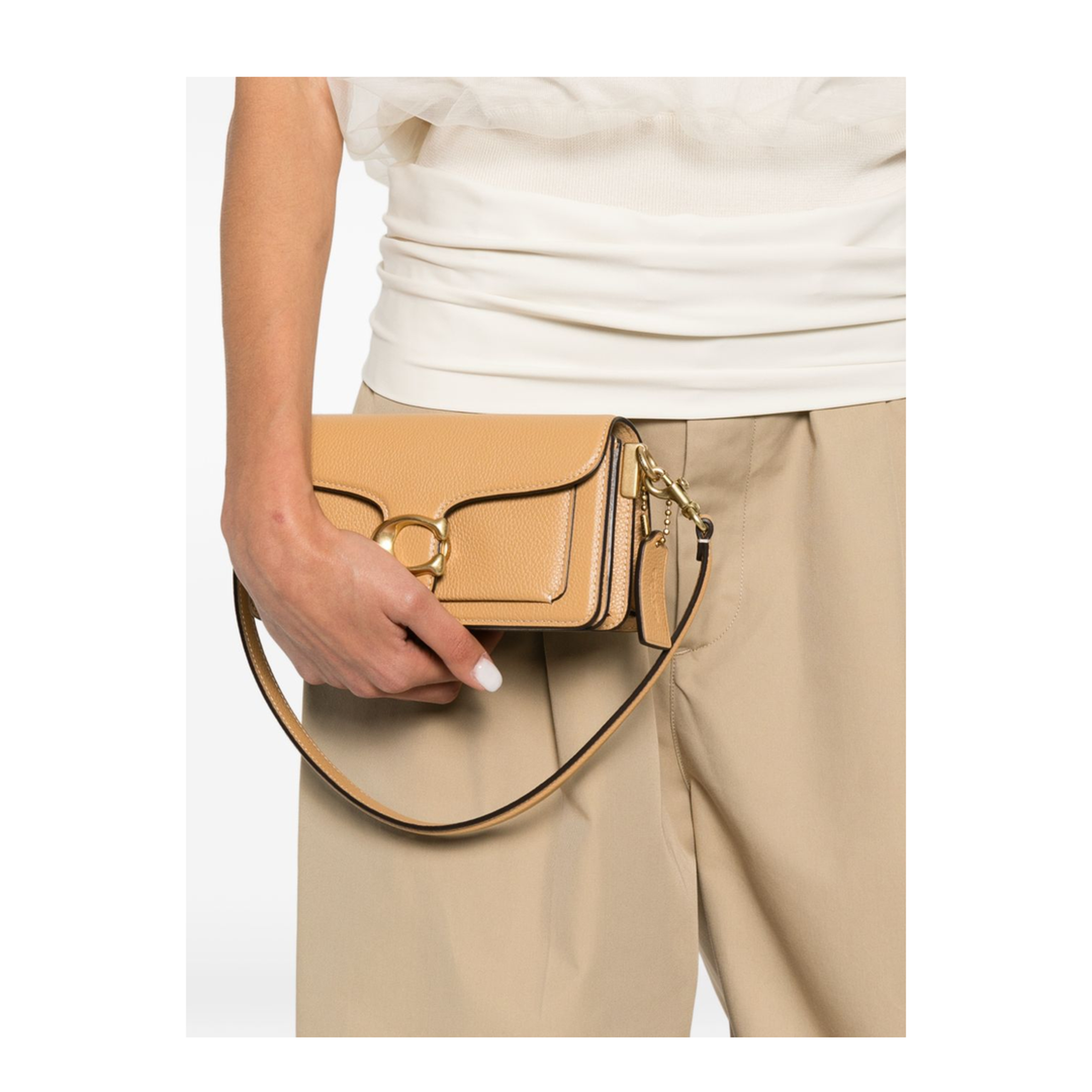 Tabby 20 Polished Pebble Leather Shoulder Bag - Biscuit - Image 3