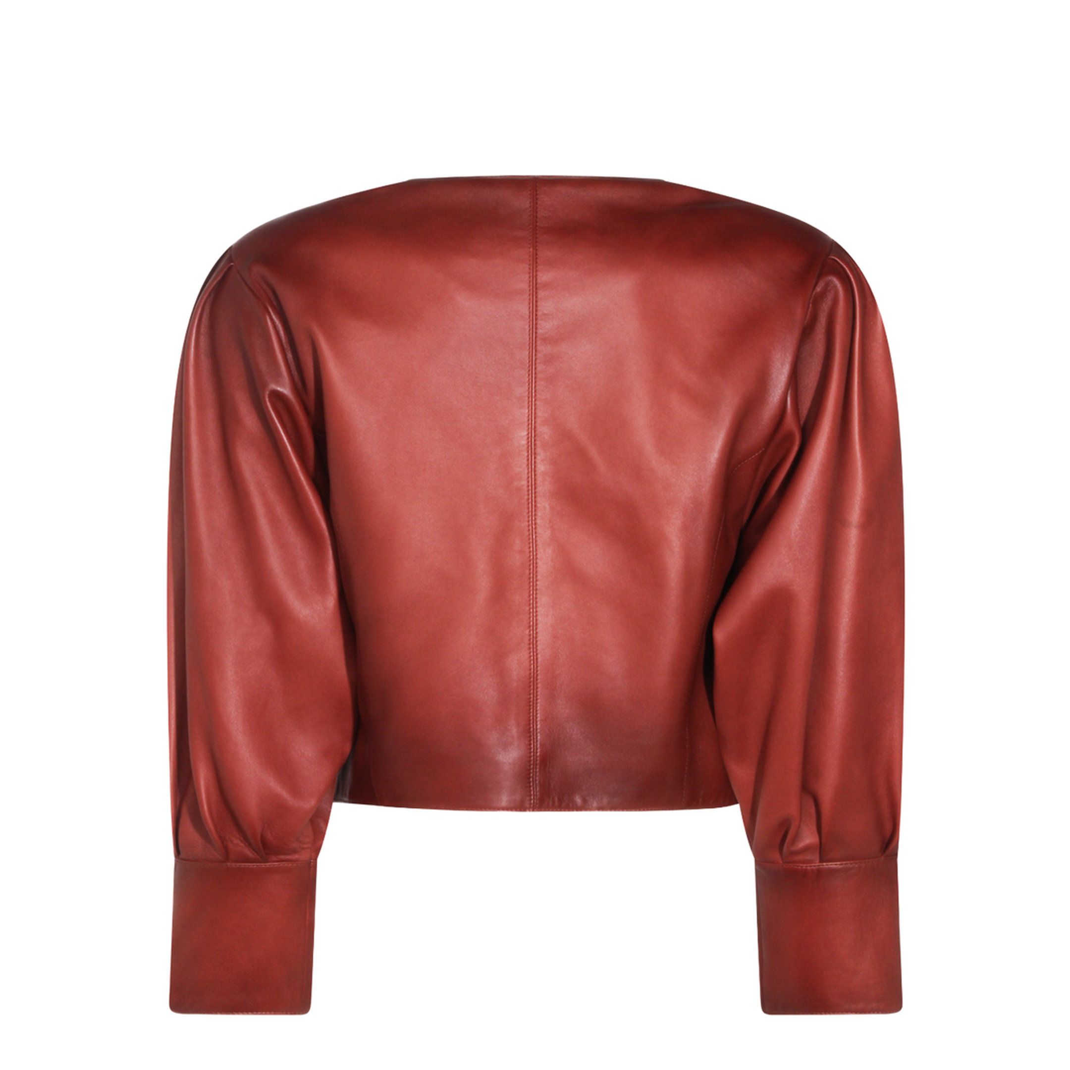 Short Burgundy Jacket in Plongé Nappa Leather - Image 3