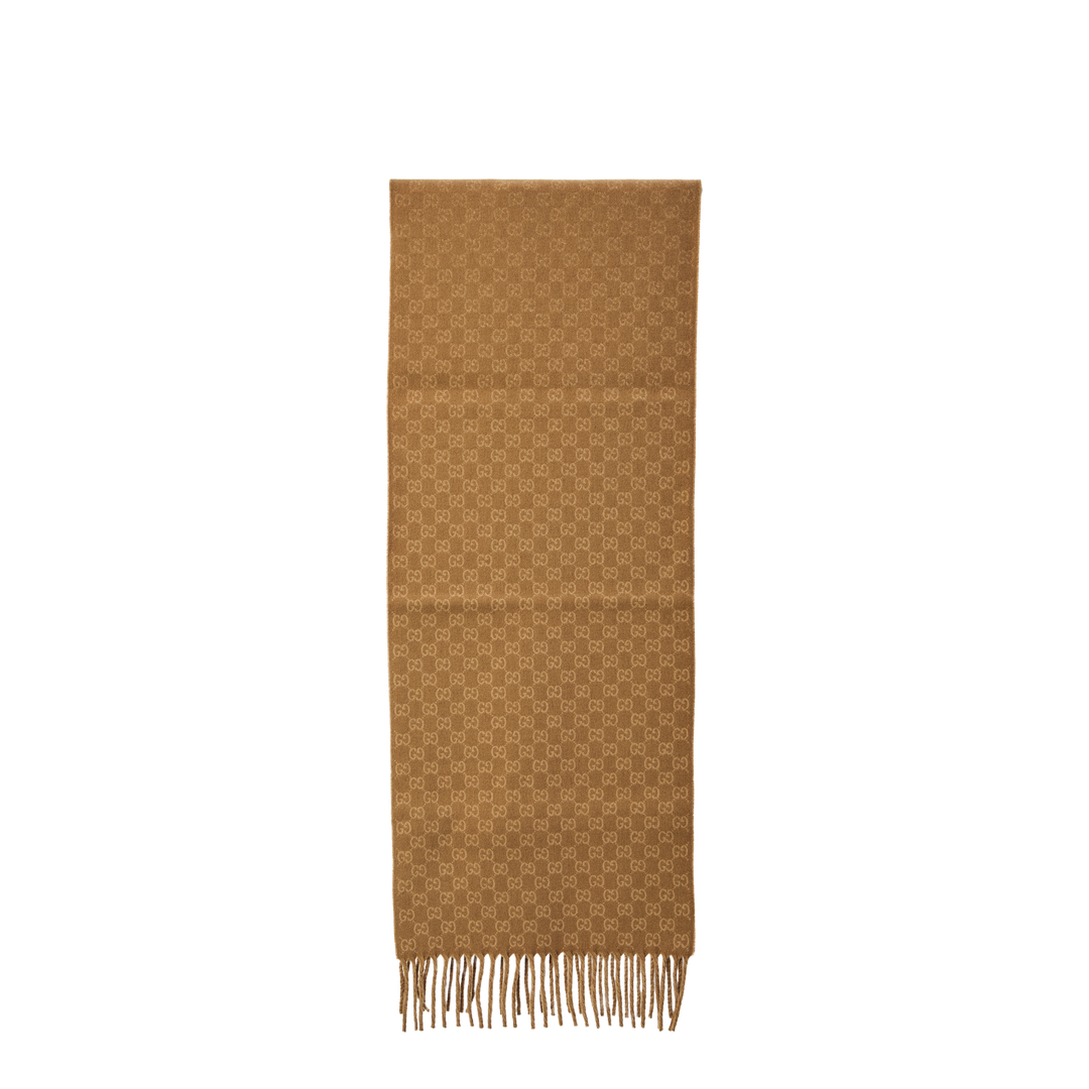 Wool Cashmere Scarf in Camel and Beige - Image 1