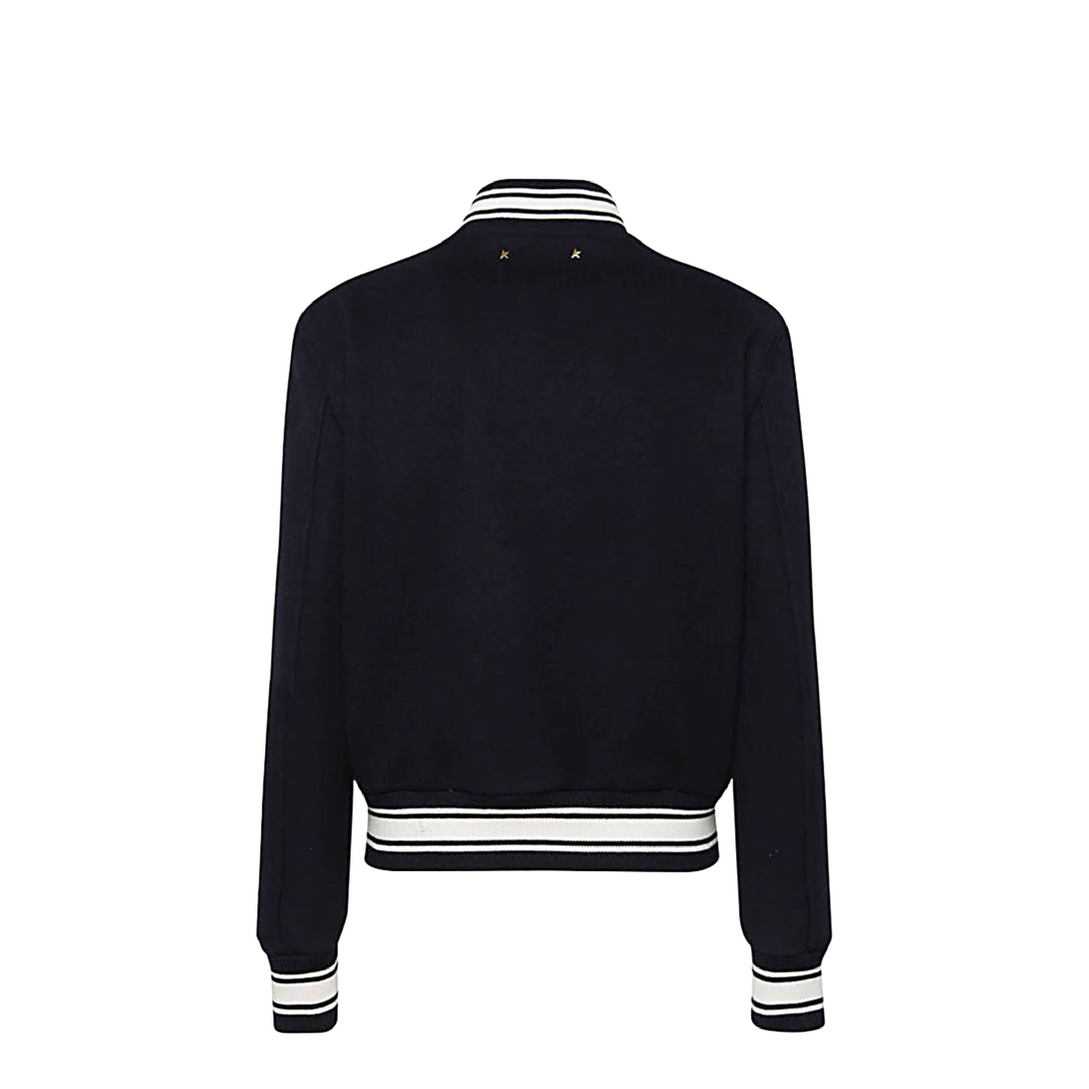 Black Virgin Wool Embroidered-Logo Bomber Jacket - Image 2