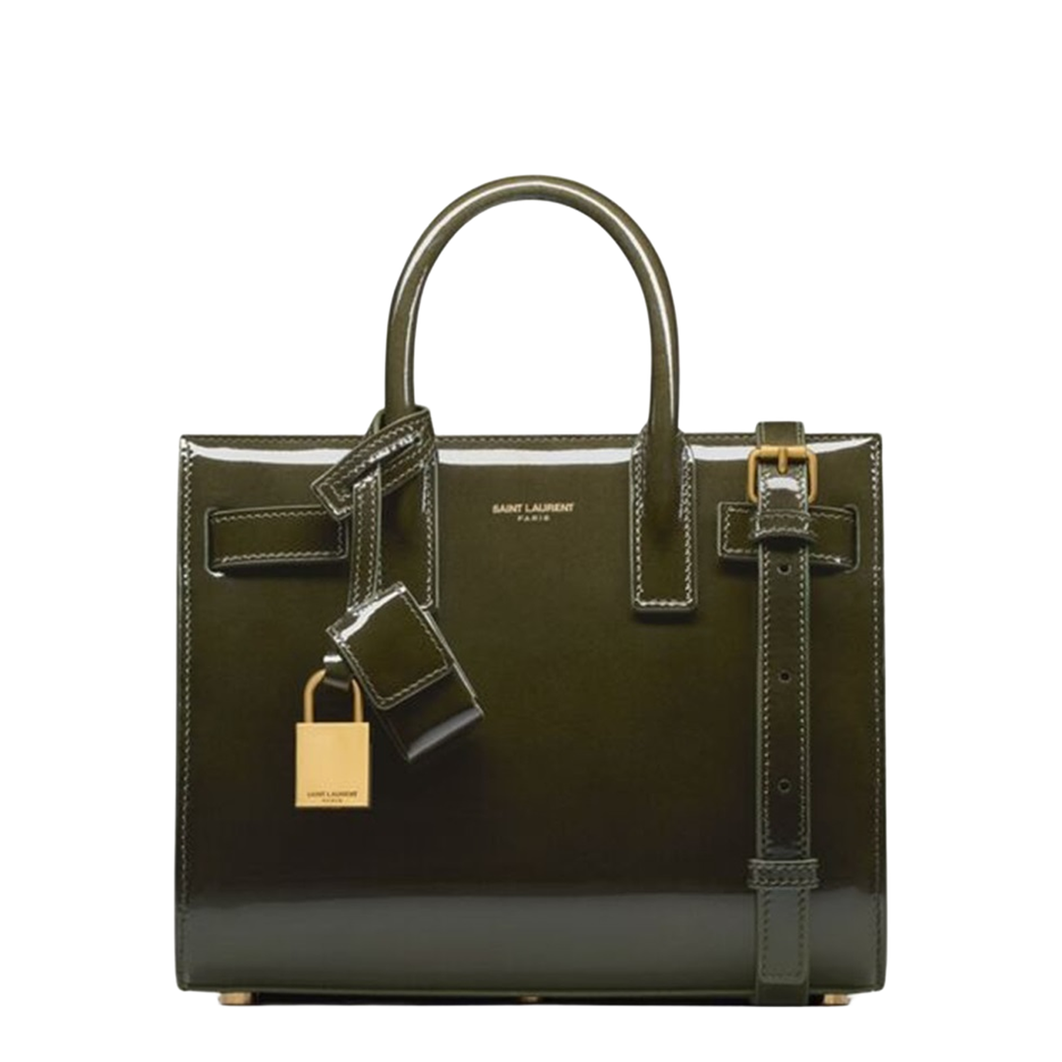 Sac De Jour Nano Patent Calf Leather Top Handle Bag - Green - Image 1
