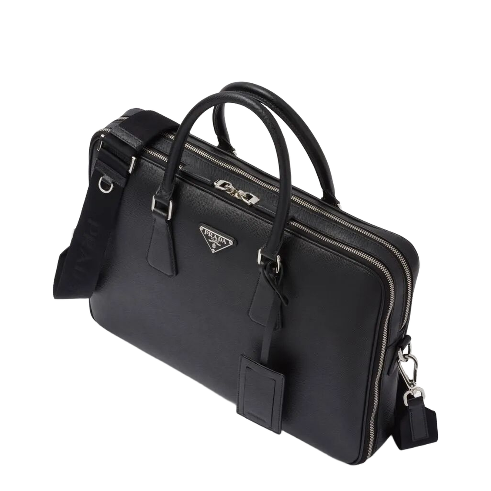 Saffiano Leather Briefcase Black - Image 3