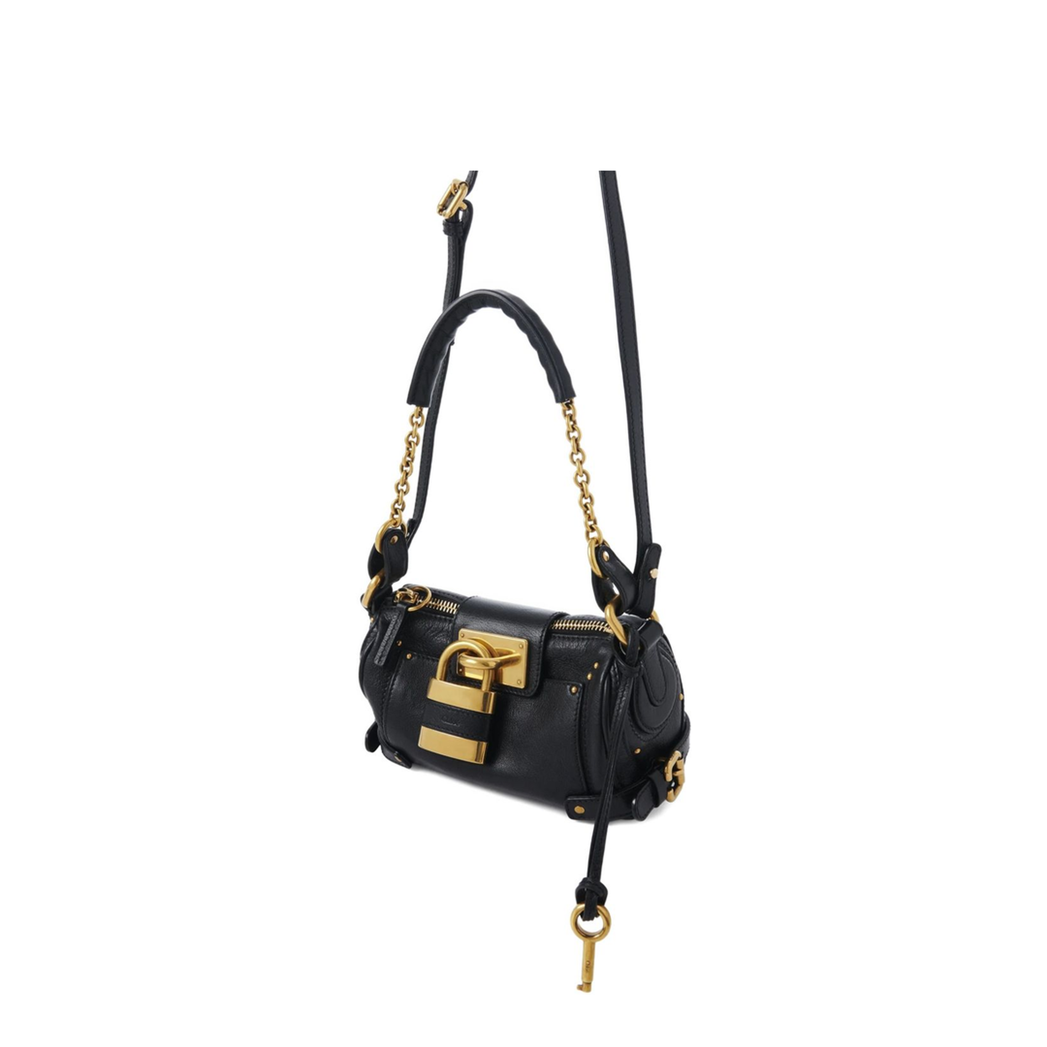 Small Paddington Chain Bag in Grained Leather Black - Image 3