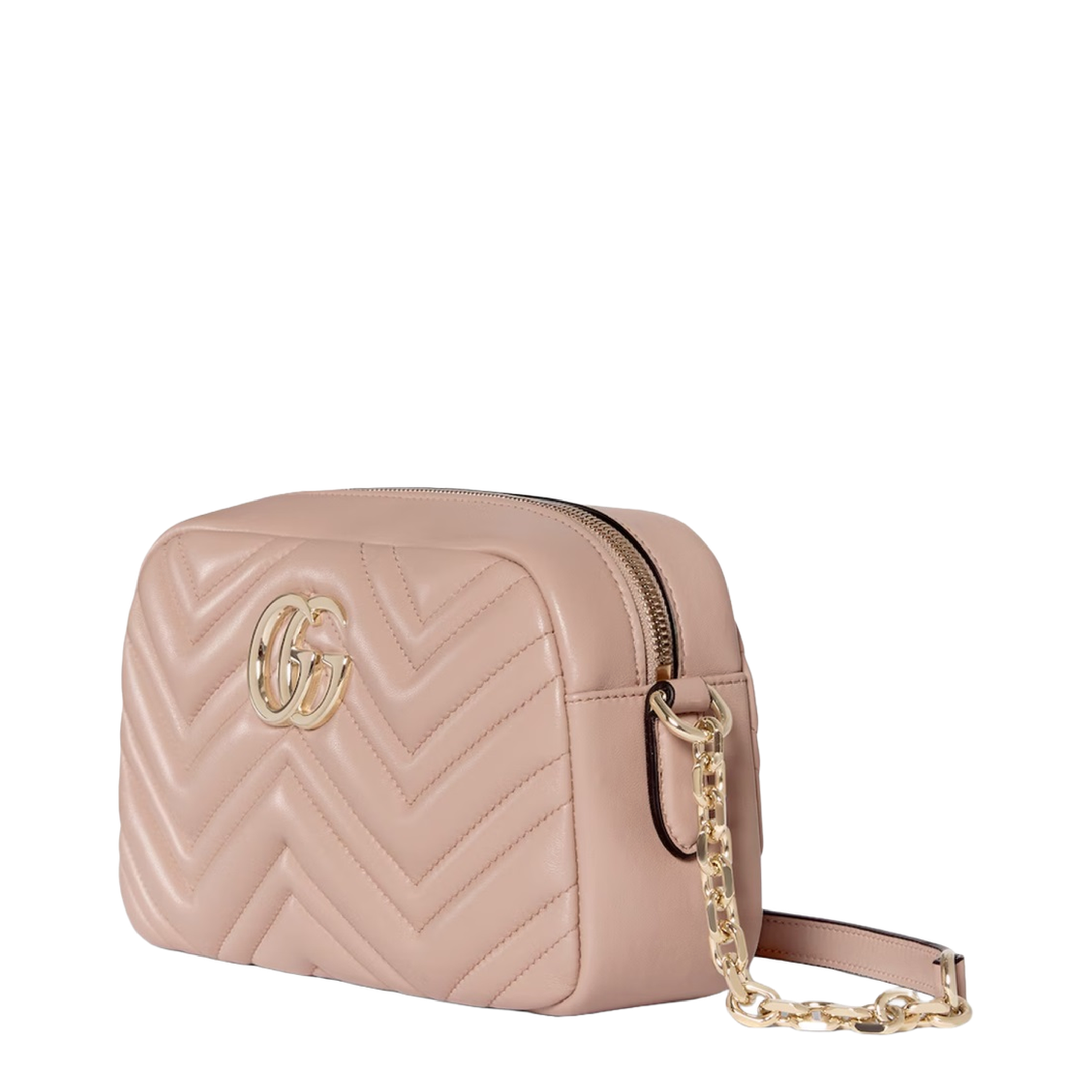 Small Camera Bag in Pink Beige Leather - Image 3