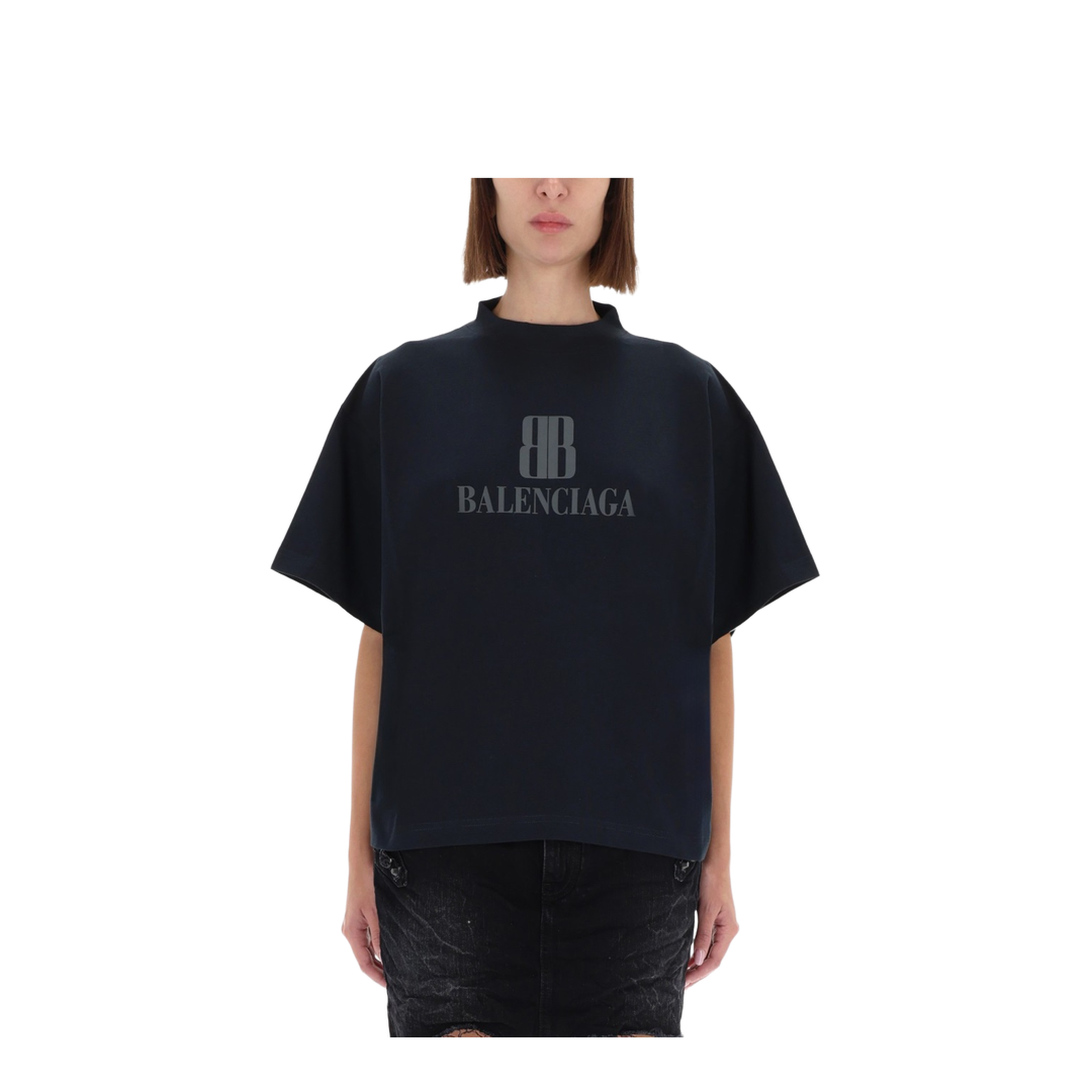 Cropped Nano Bb T-Shirt in Black - Image 1