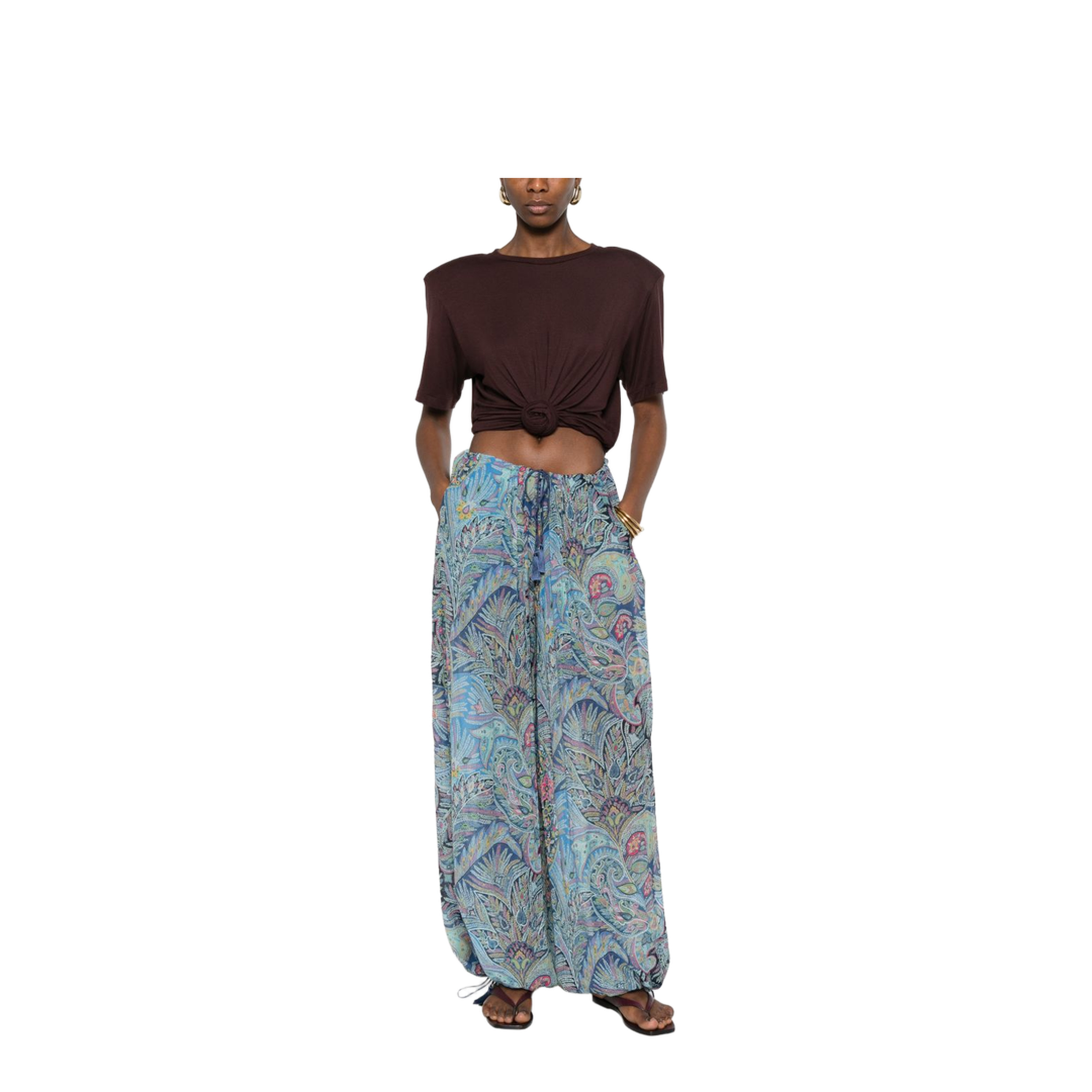 Printed Wide-Leg Trousers Blue - Image 2