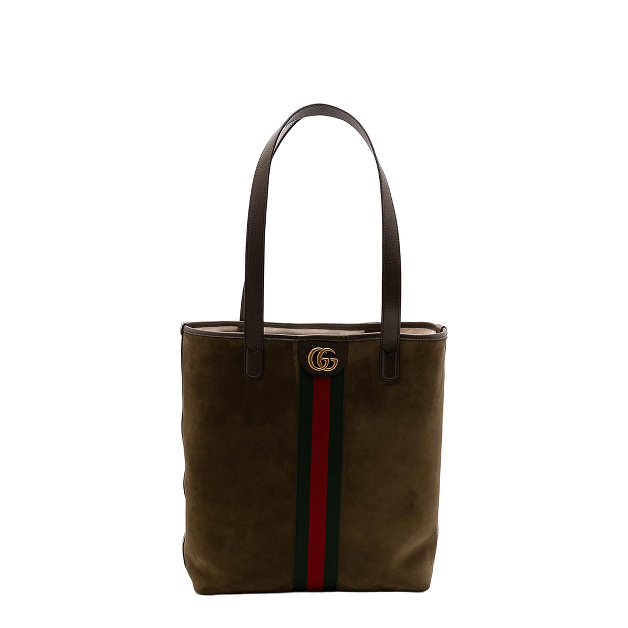 Ophidia Medium Tote Bag Dark Green Suede - Image 1