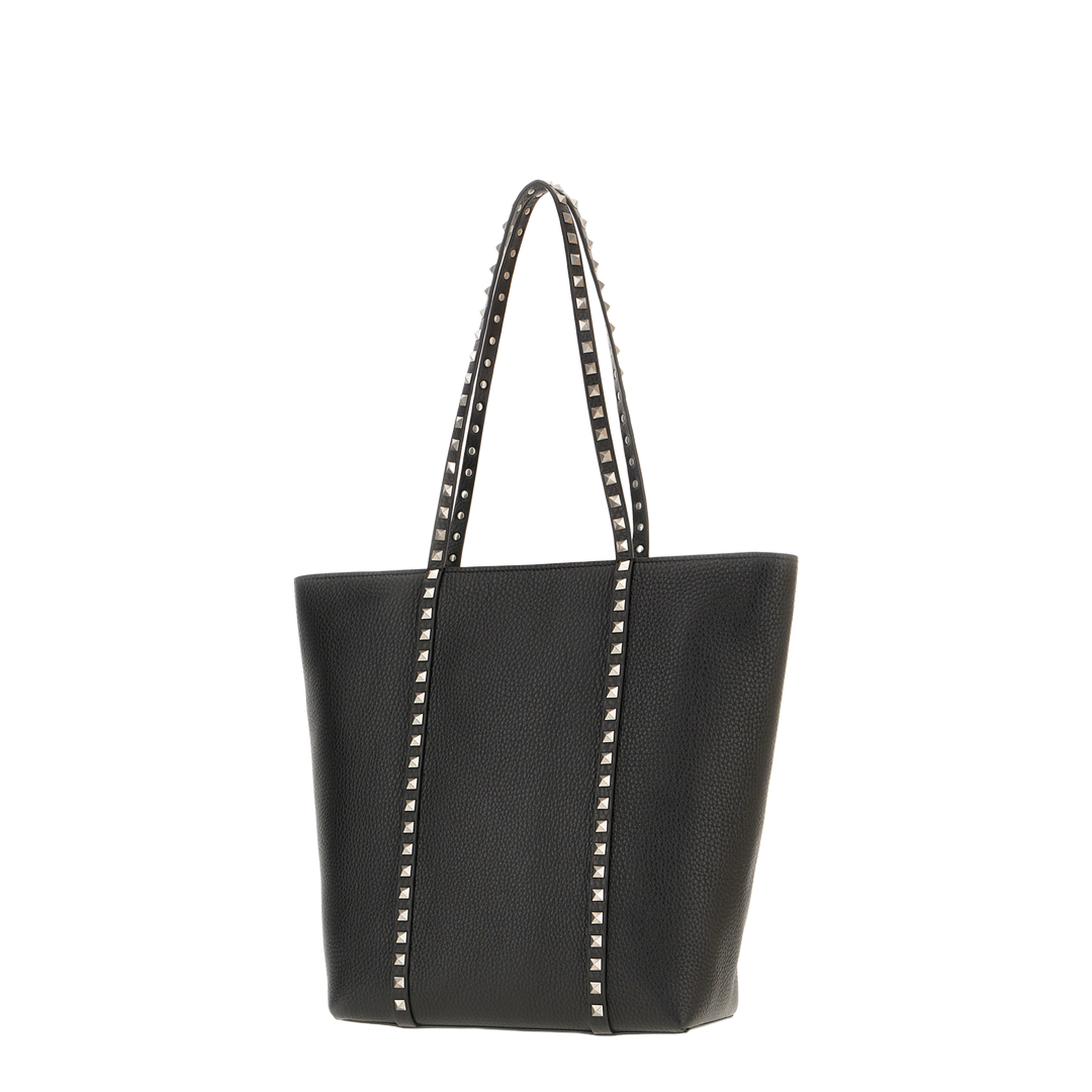 Black Leather Rockstud Shopping Bag - Image 2