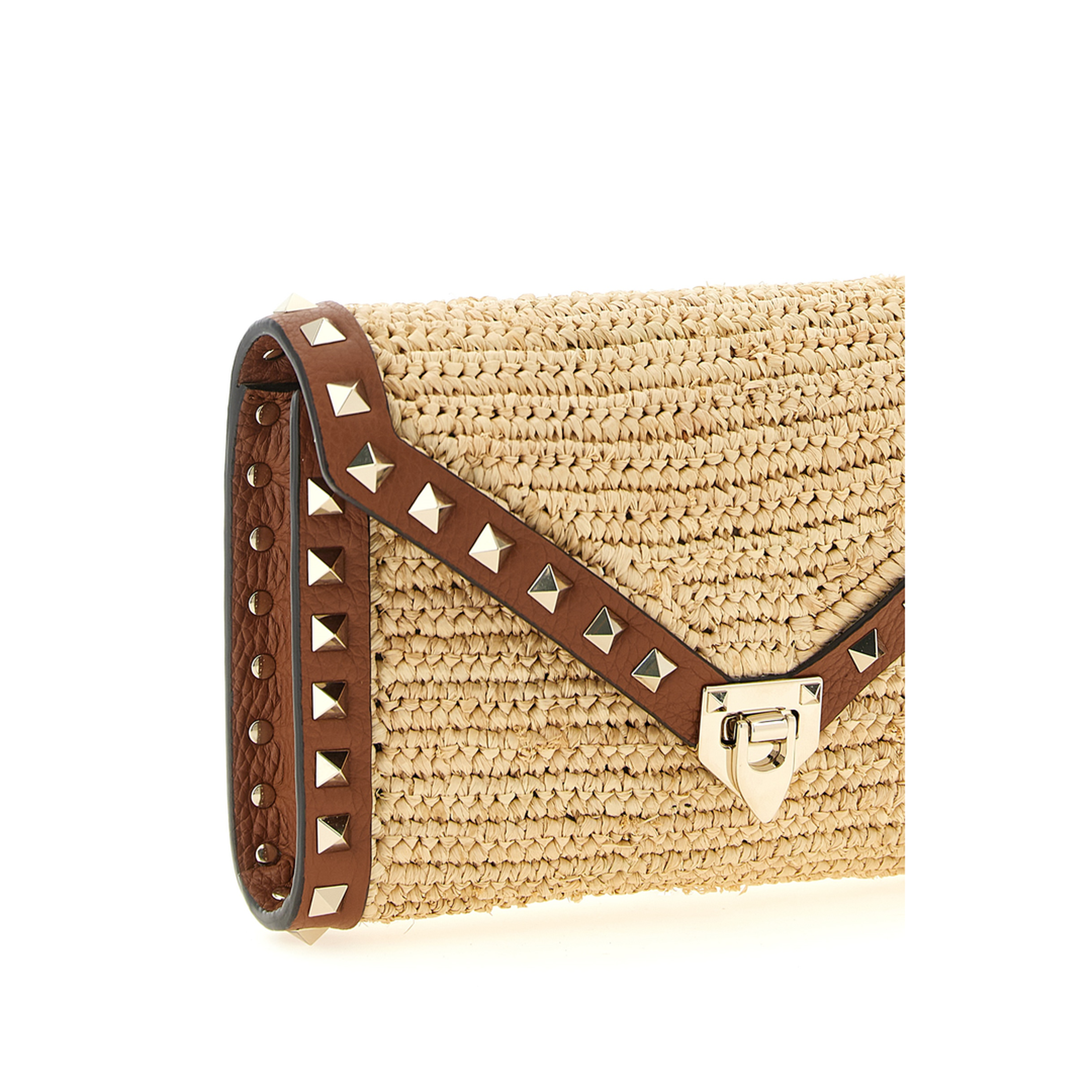 Rockstud Mini Raffia Shoulder Bag - Natural/saddle Brown - Image 3