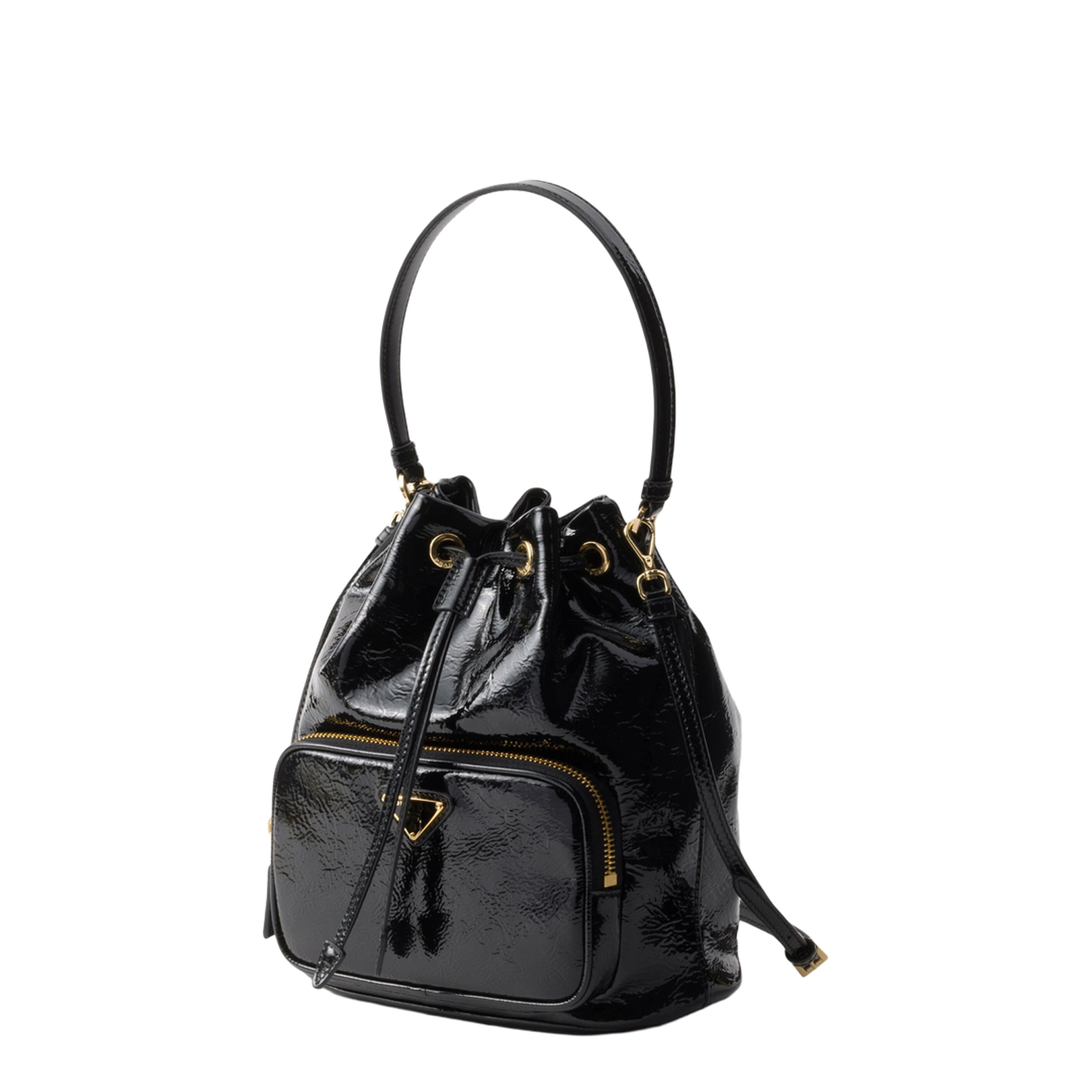 Duet Medium Naplak Patent Leather Bucket Bag - Nero - Image 3