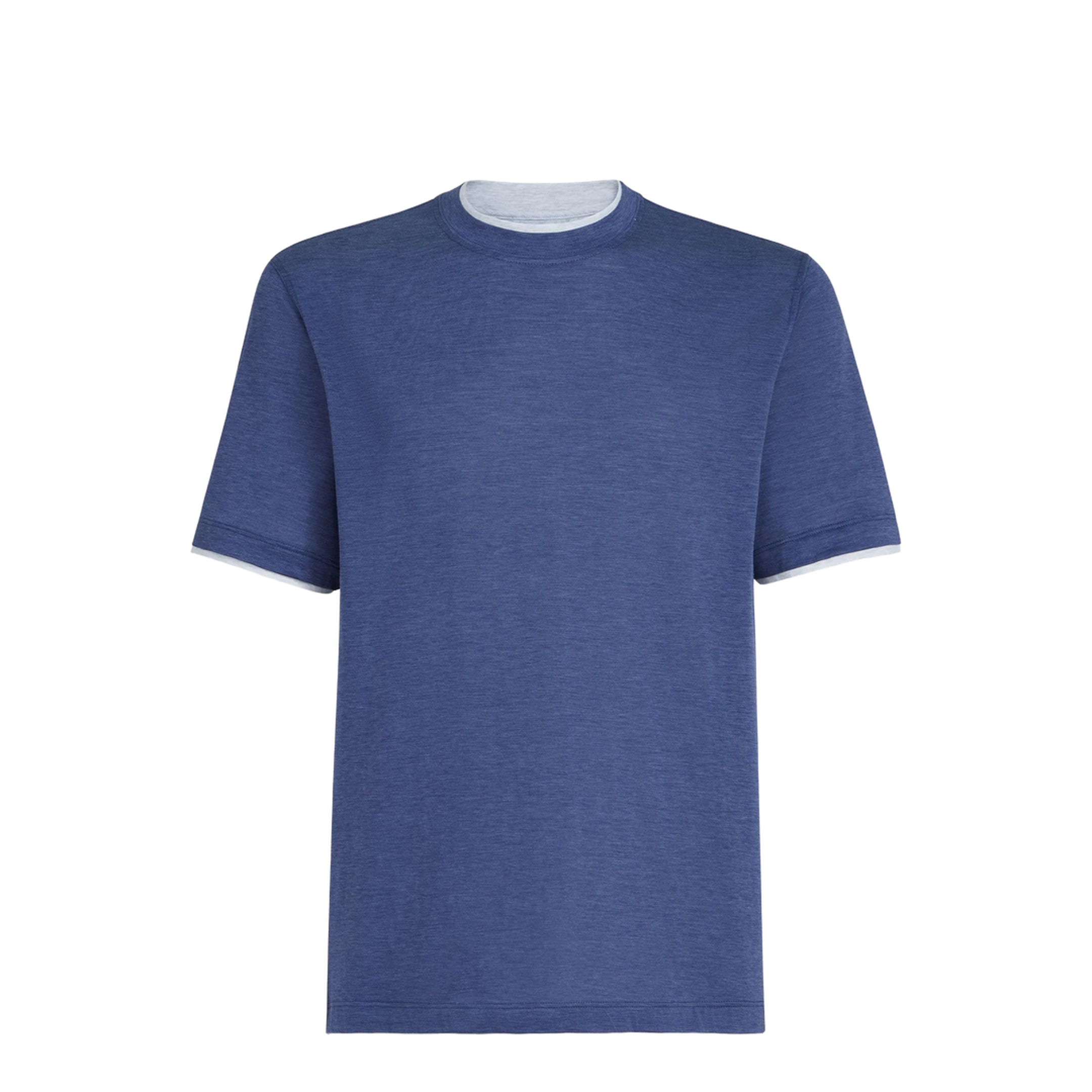 Crew Neck Short Sleeve T-Shirt Blue - Image 5