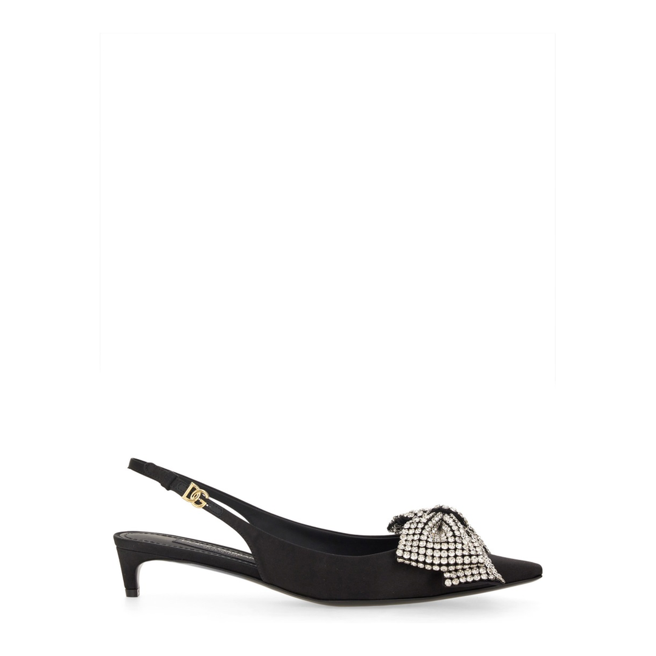 Satin Sling-Back with Rhinestone Embroidery - Image 1