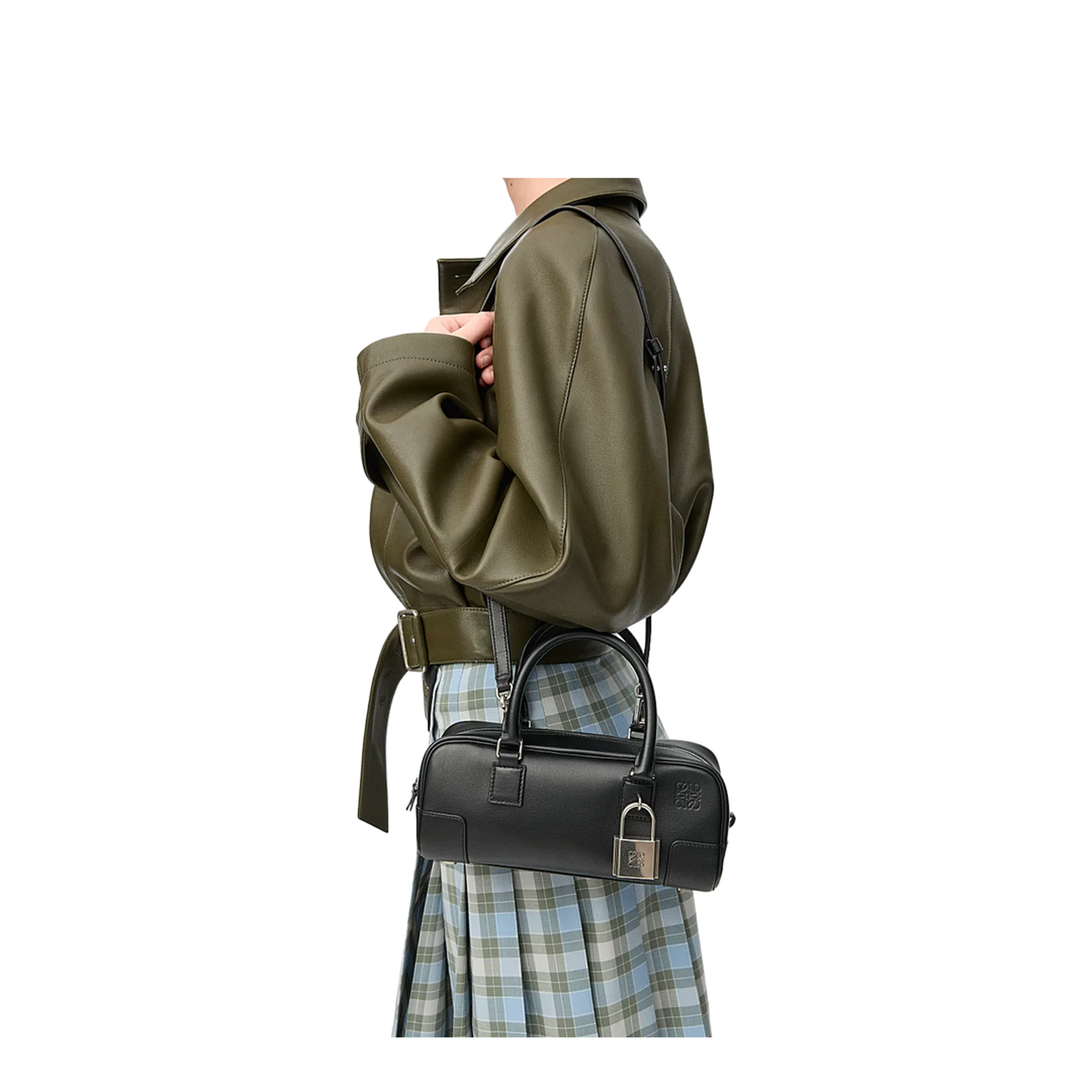 Cropped Bag in Shiny Calfskin Black - Image 4