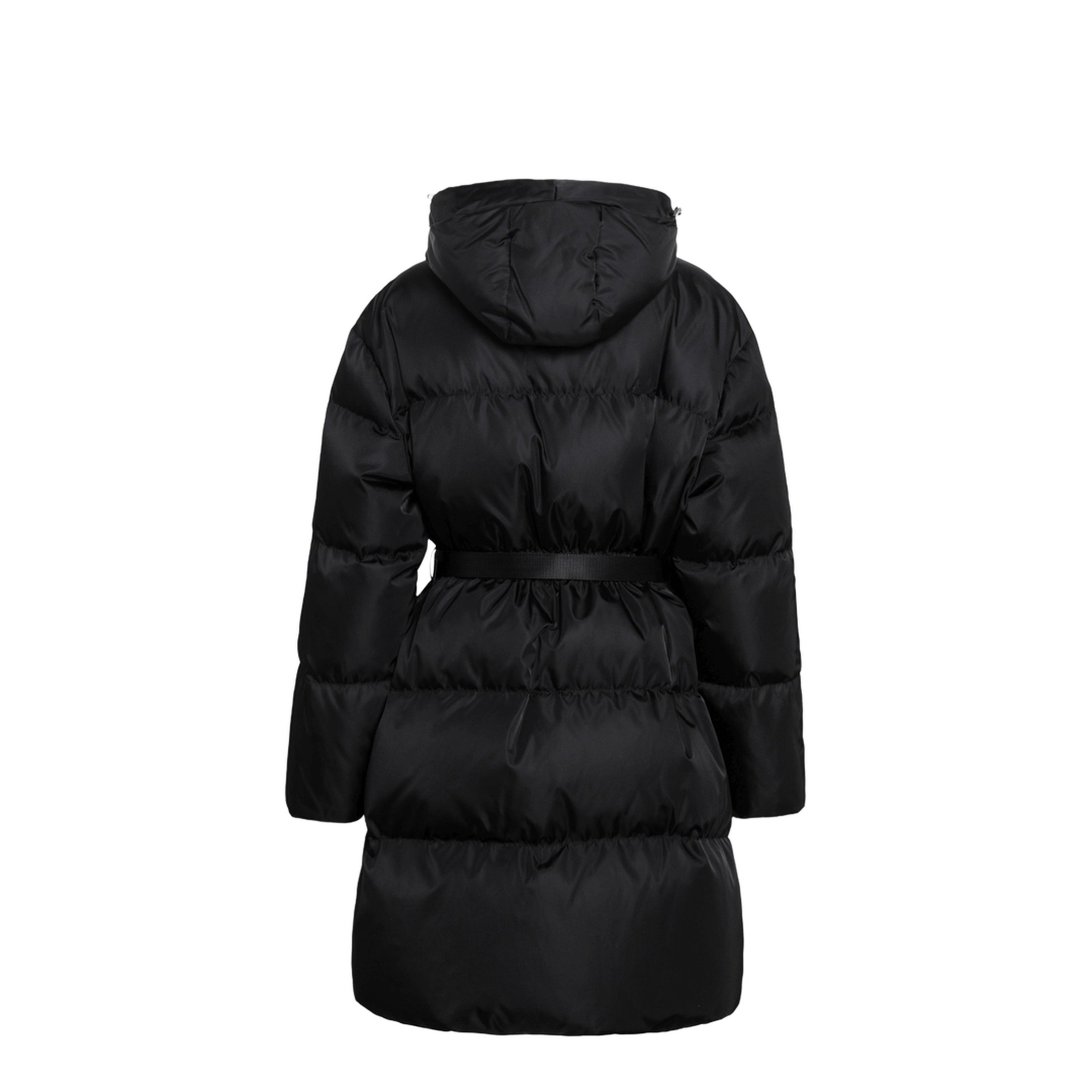 Black Re-Nylon Long Down Jacket with Belt Bag - Image 2