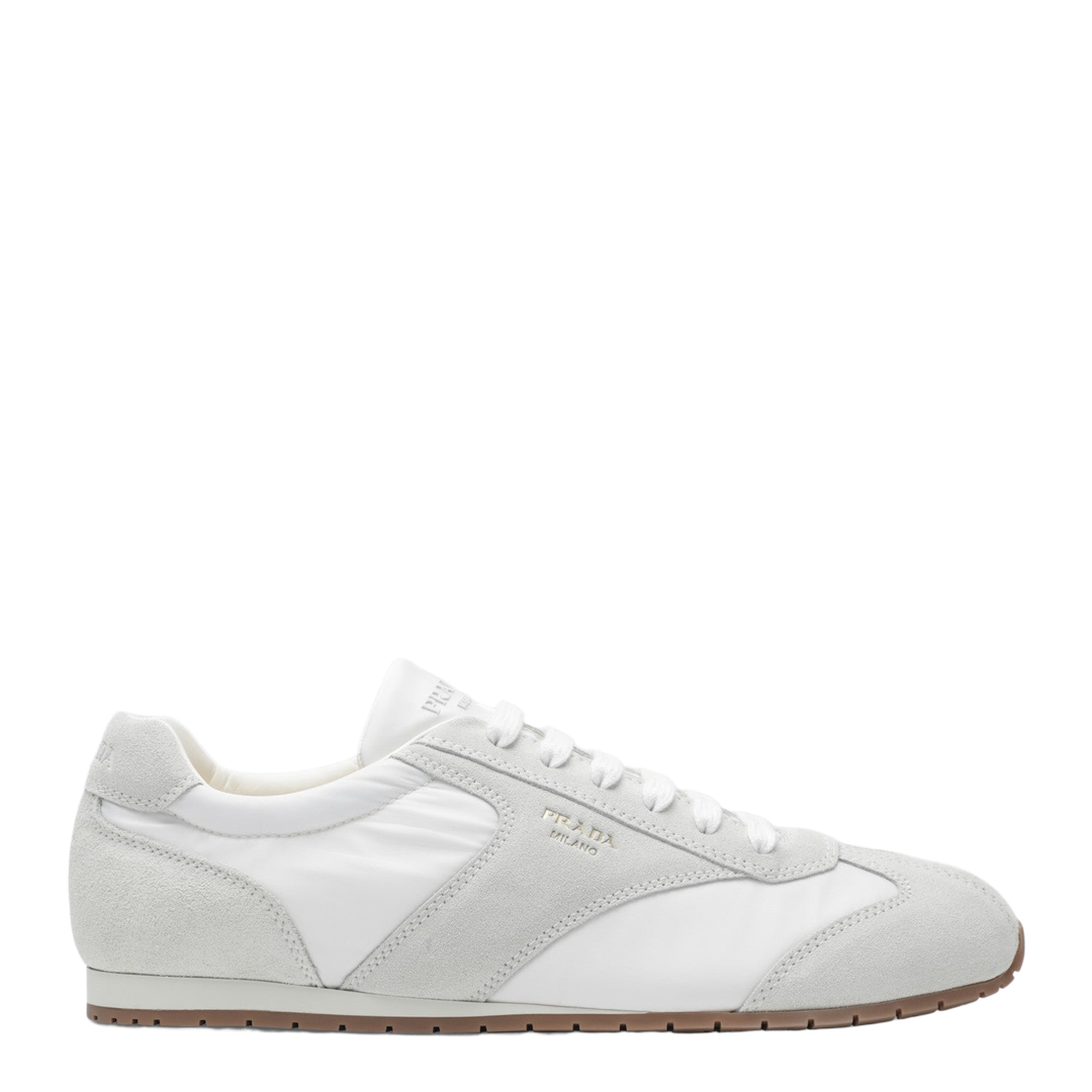 White Re-Nylon and Suede Sneakers - Image 1
