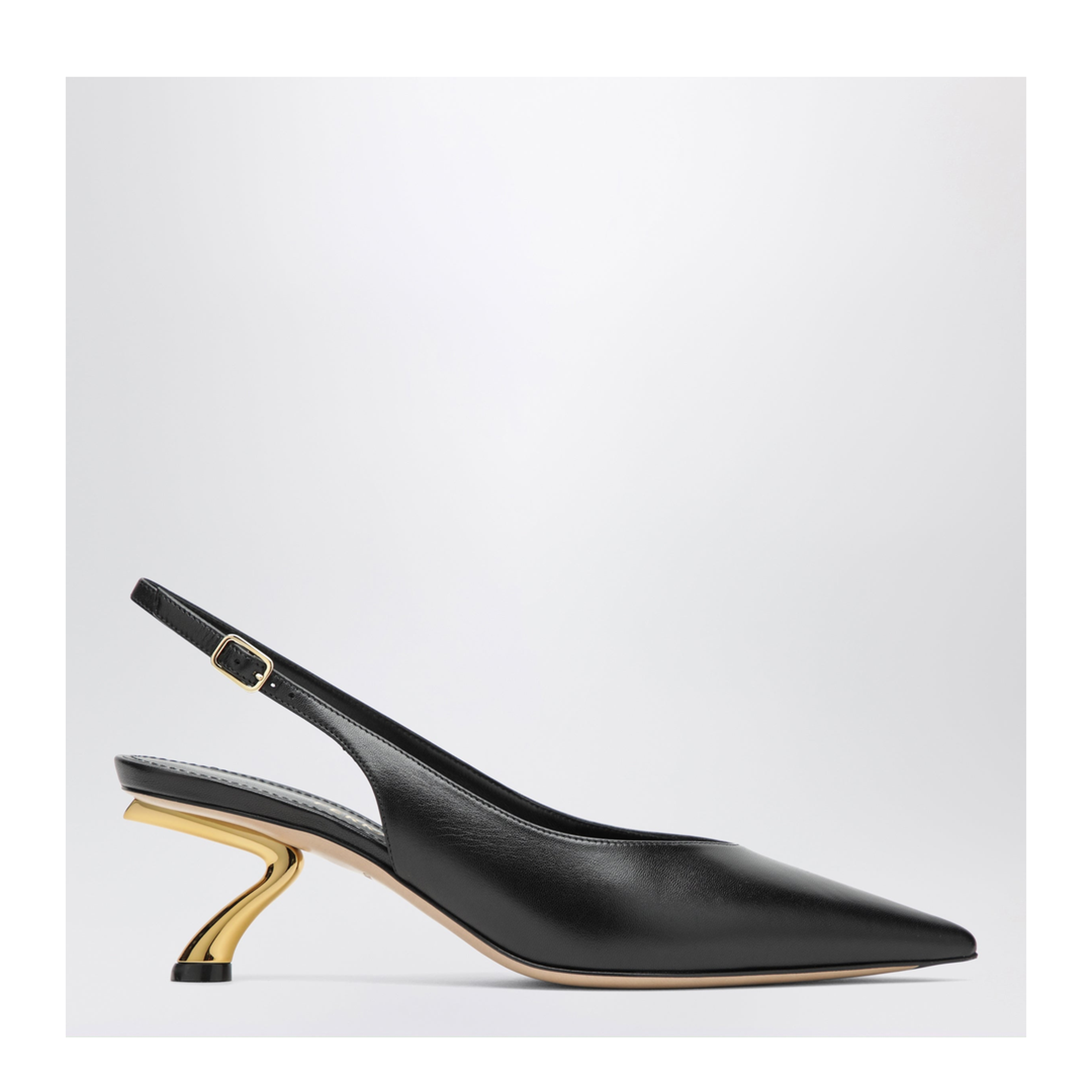 Black Slingback with Sculptural S Heel - Image 1