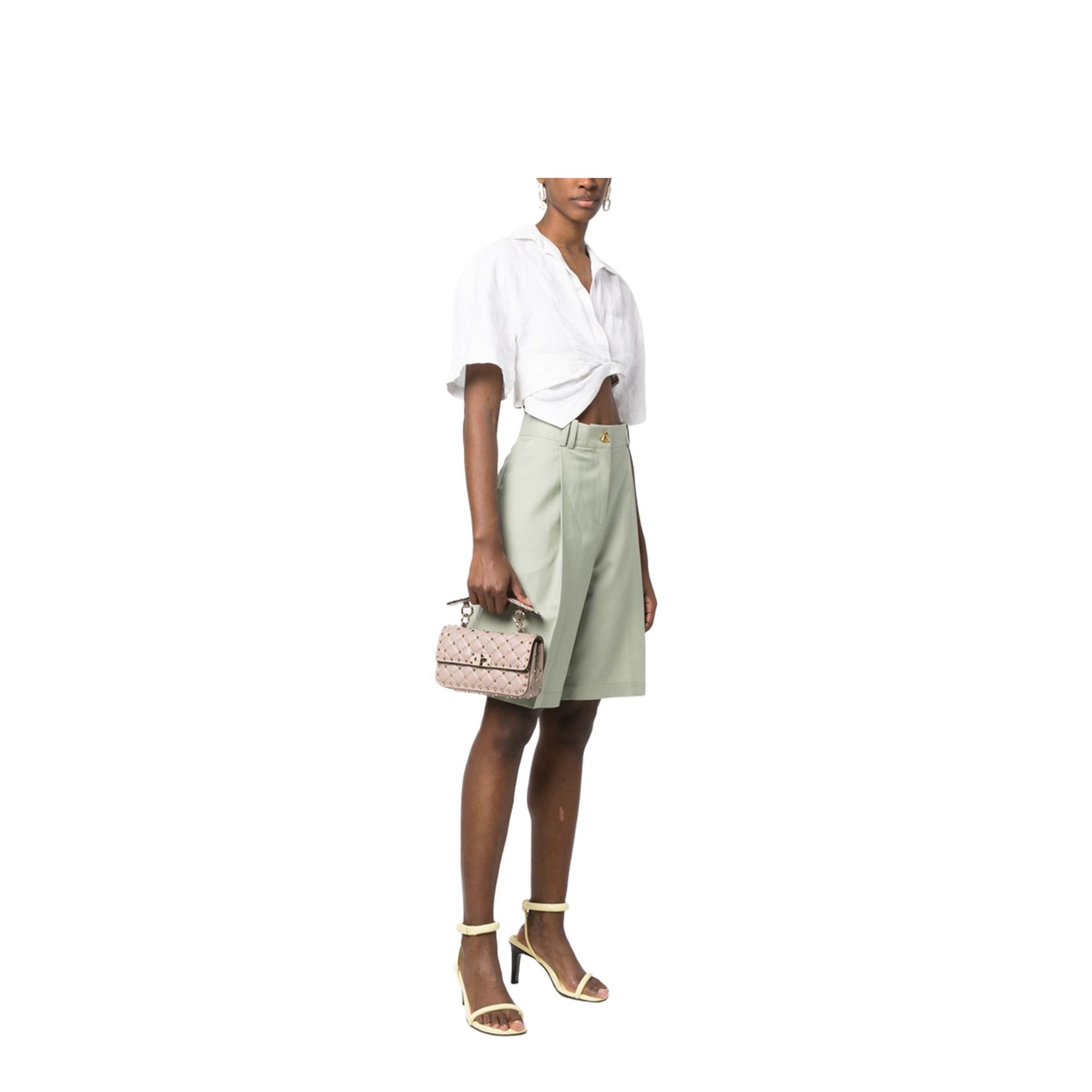 Rockstud Spike Small Nappa Chain Bag - Poudre - Image 3