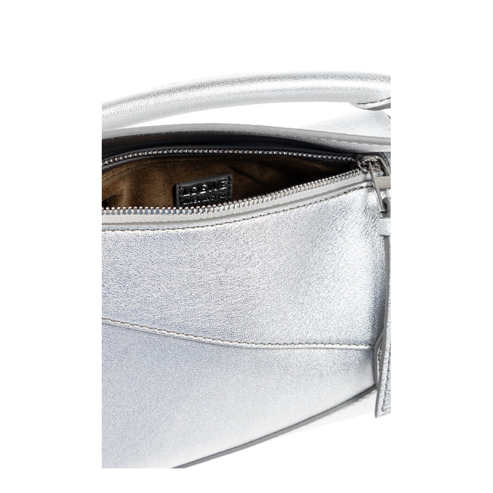 Mini Crossbody Bag Leather Silver - Image 5
