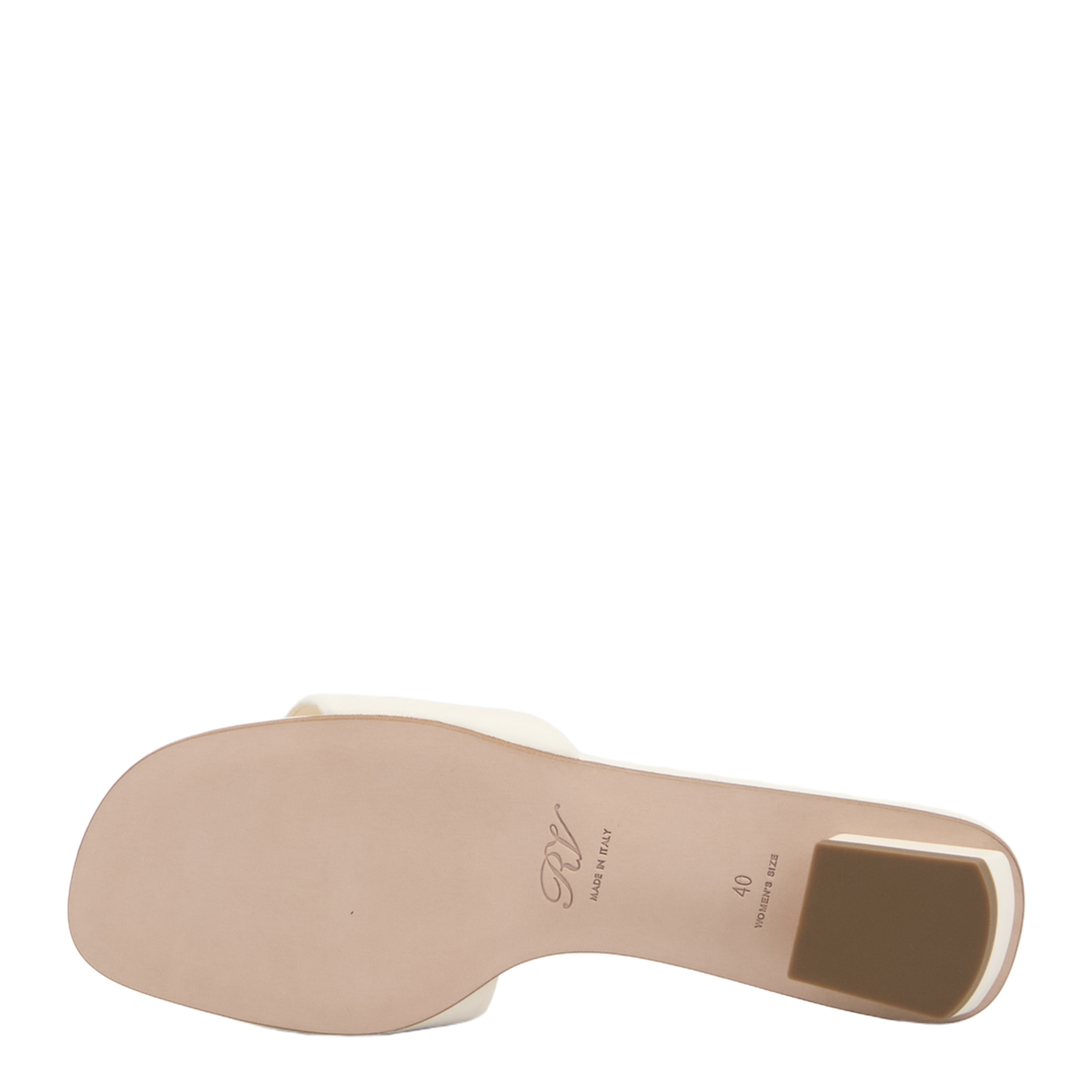 Square Buckle Leather Slides White - Image 4