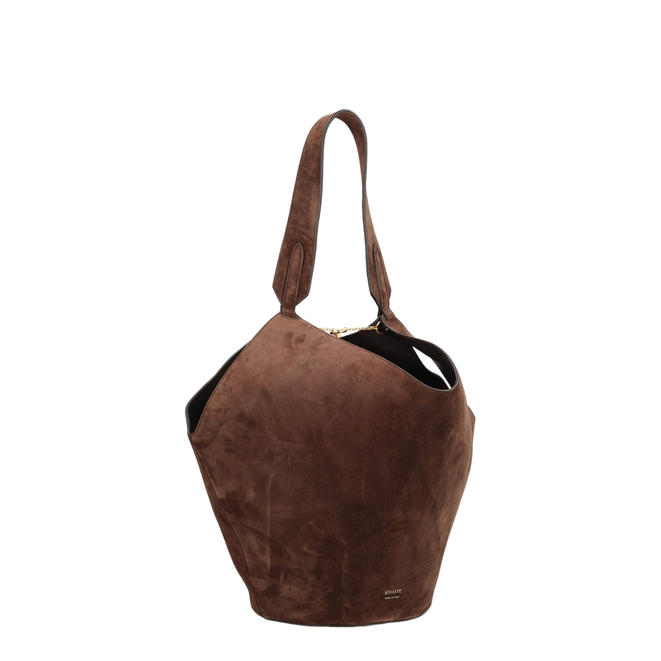 Lotus Small Suede Tote - Dark Brown - Image 3