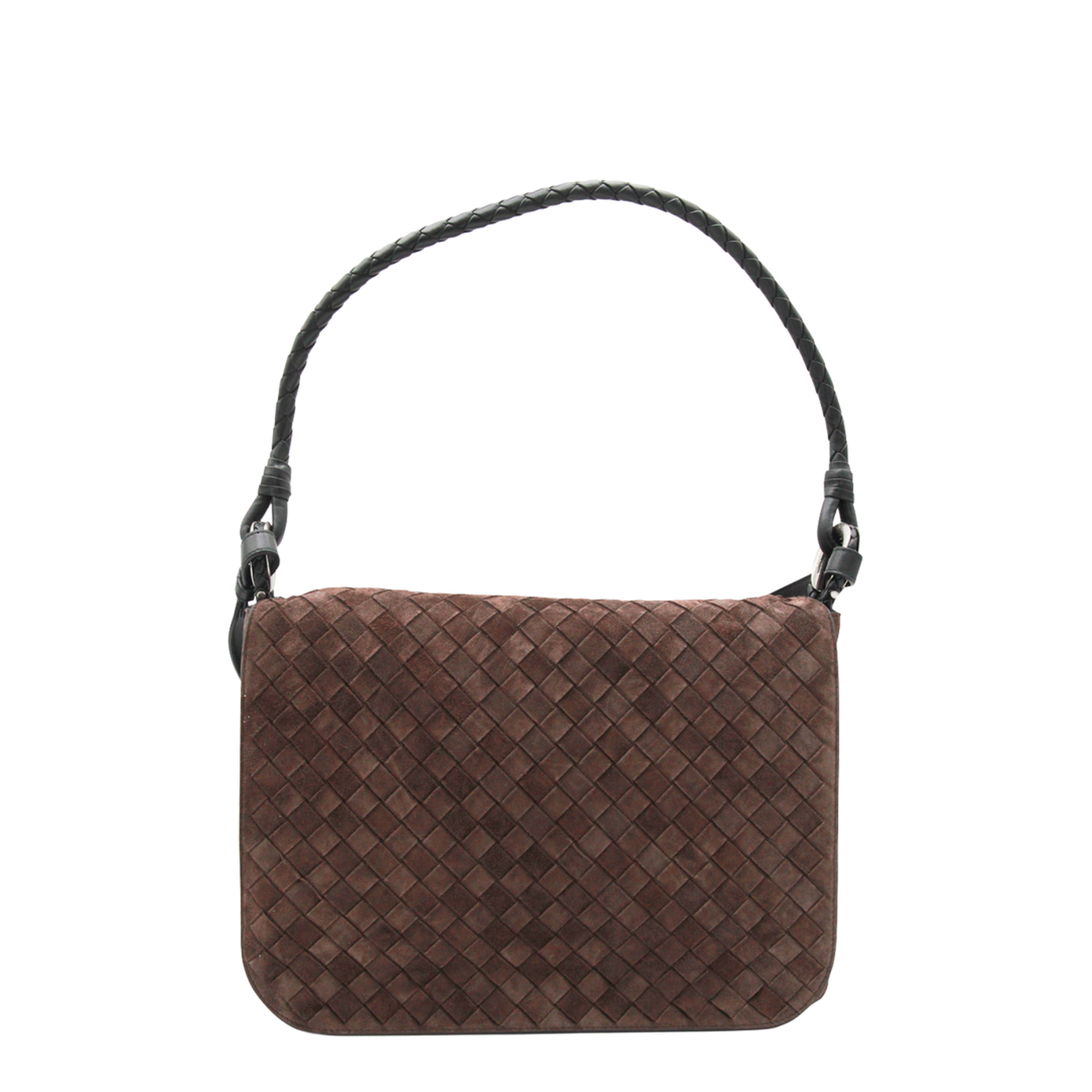 Intrecciato Suede Shoulder Bags - Brown - Image 1