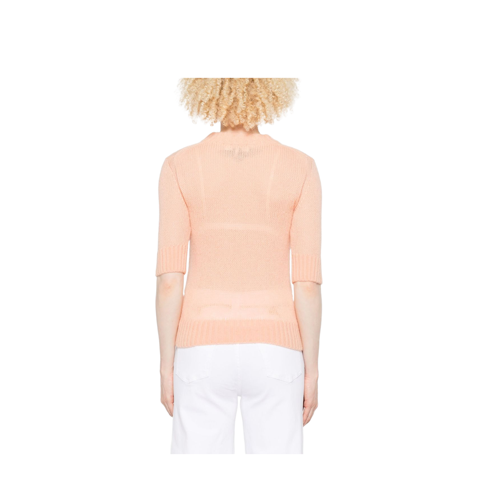 Elbow-Sleeve Logo Sweater in Alpaca Wool & Silk Knit - Image 2