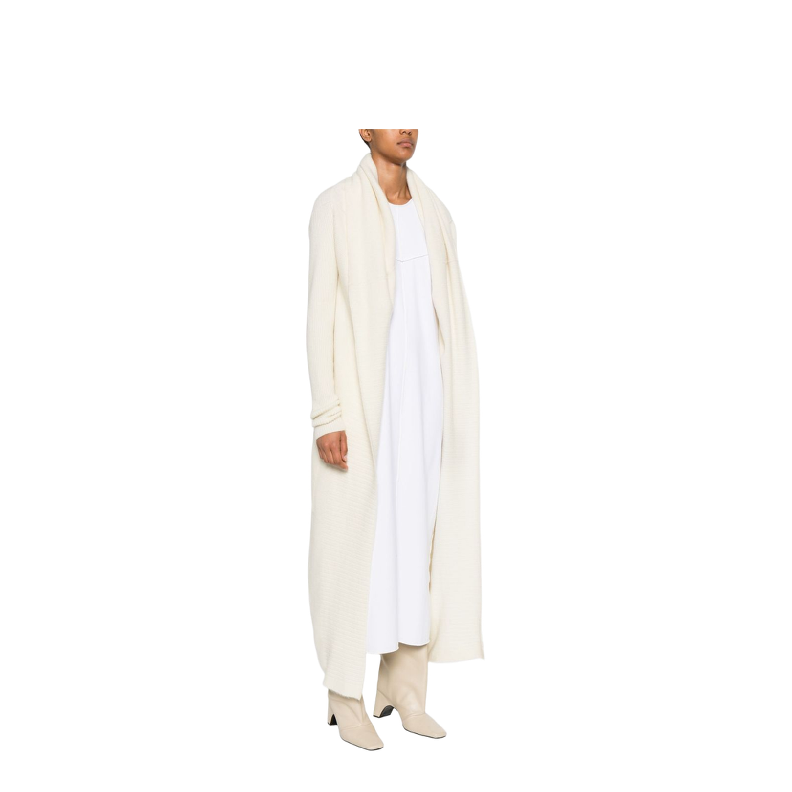 White Knitted Long Cardigan - Image 5
