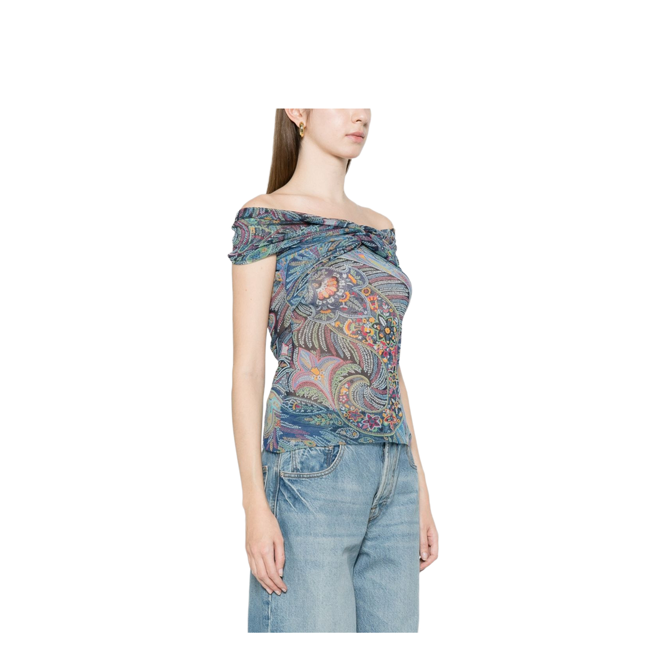 Women's Pattern Top Blue - Image 3