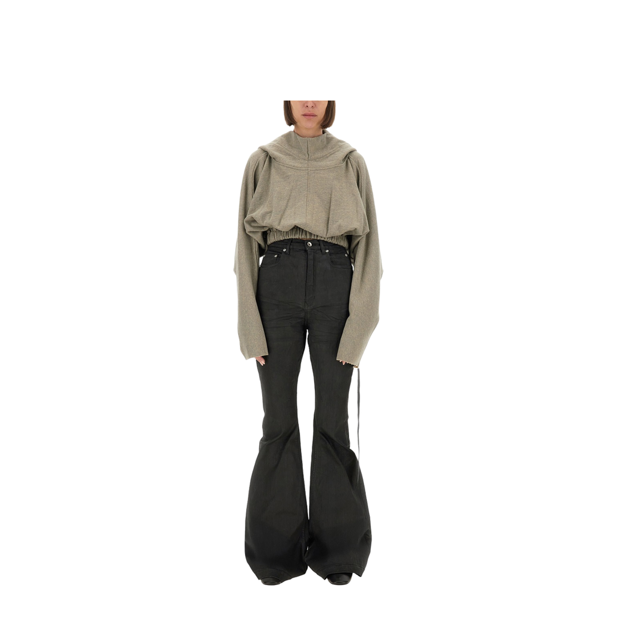 Cropped Hooded Tunic Sweatshirt - Image 1