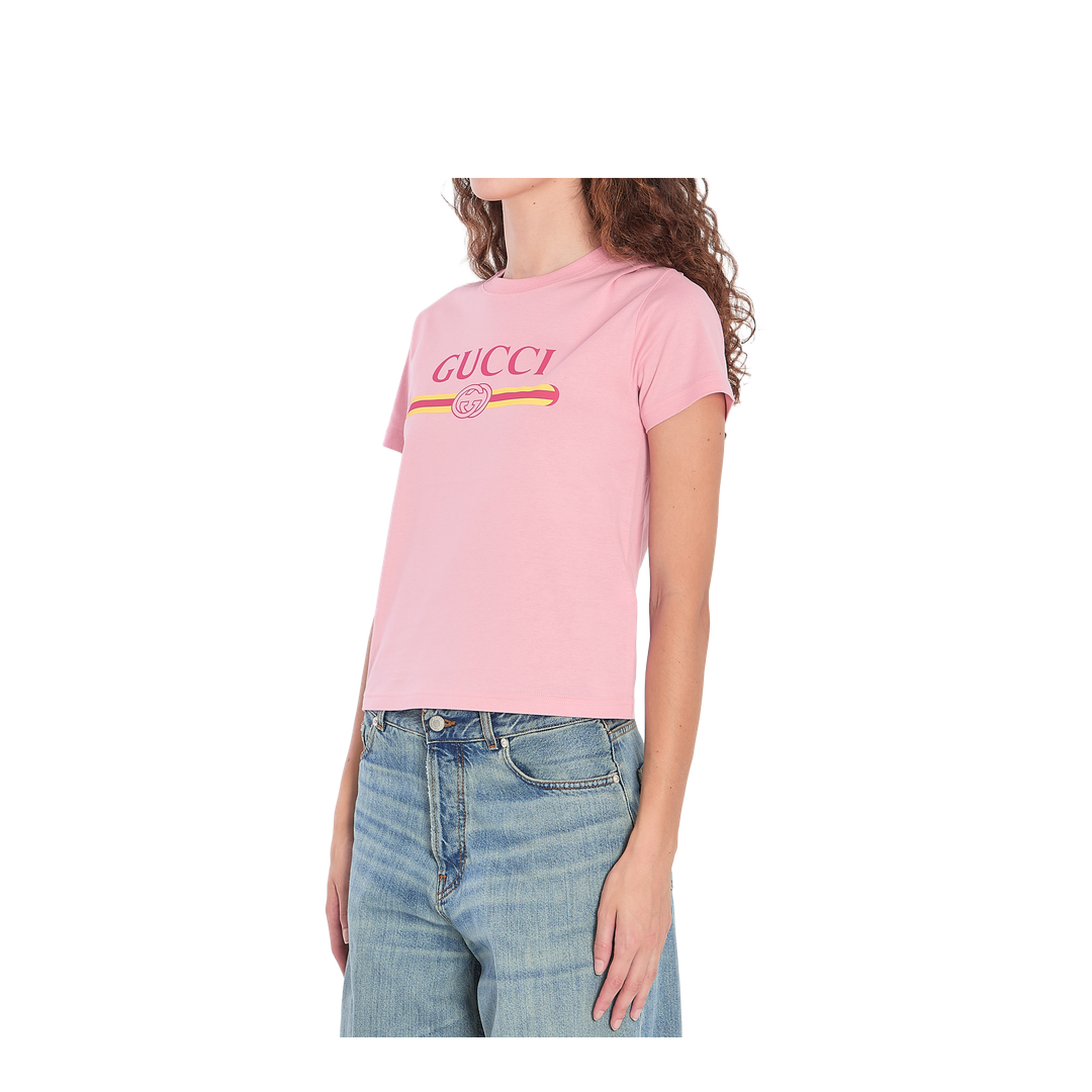 Cotton Jersey T-Shirt with Print in Pink - Image 2
