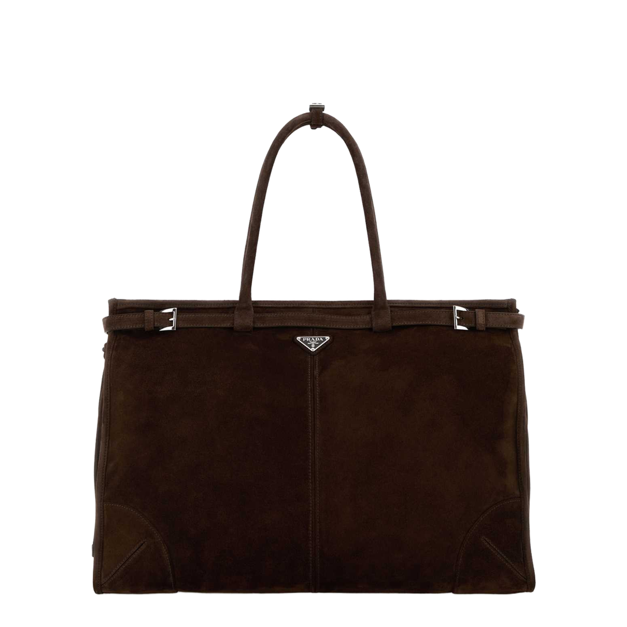 Dark Brown Suede Shopping Bag - Image 1
