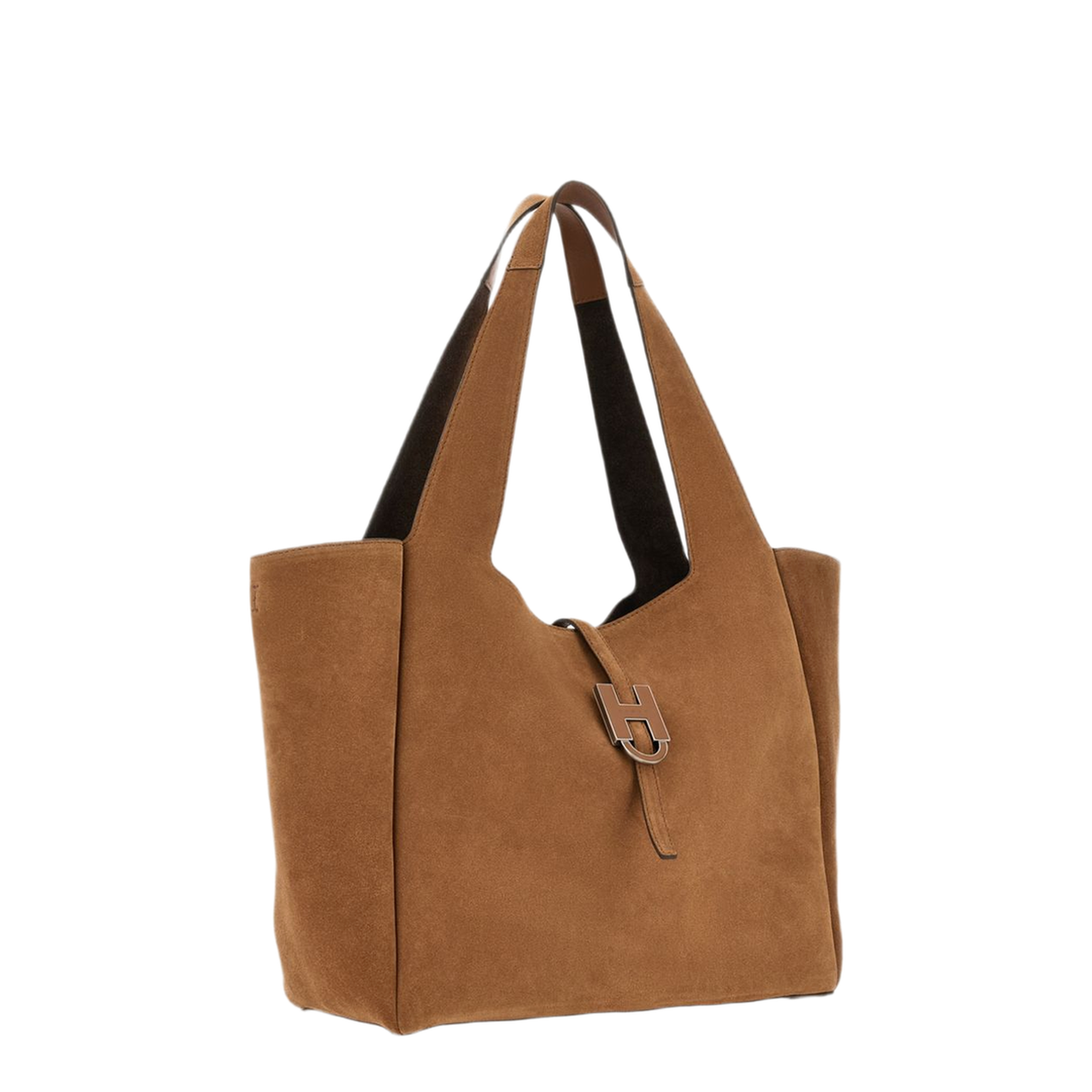 Calf Suede Shopping Bag - Luggage Brown - Image 2