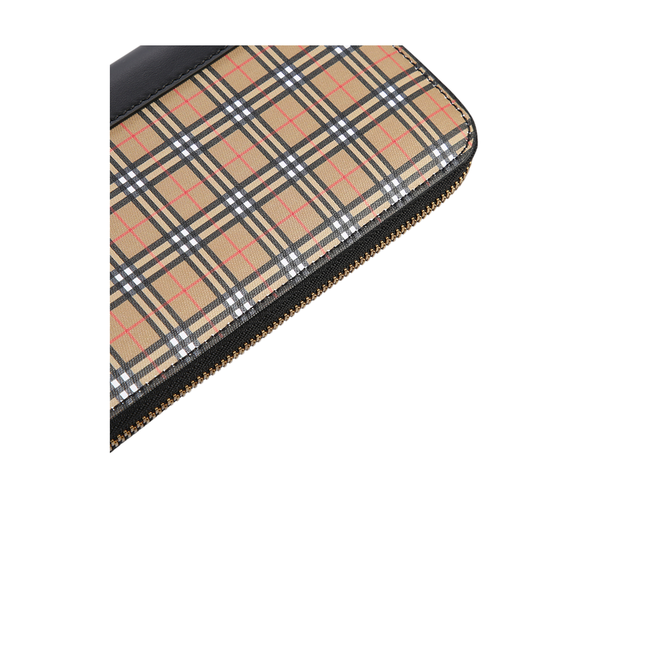 Check Leather Zip Wallet - Archive beige/briar brown - Image 3