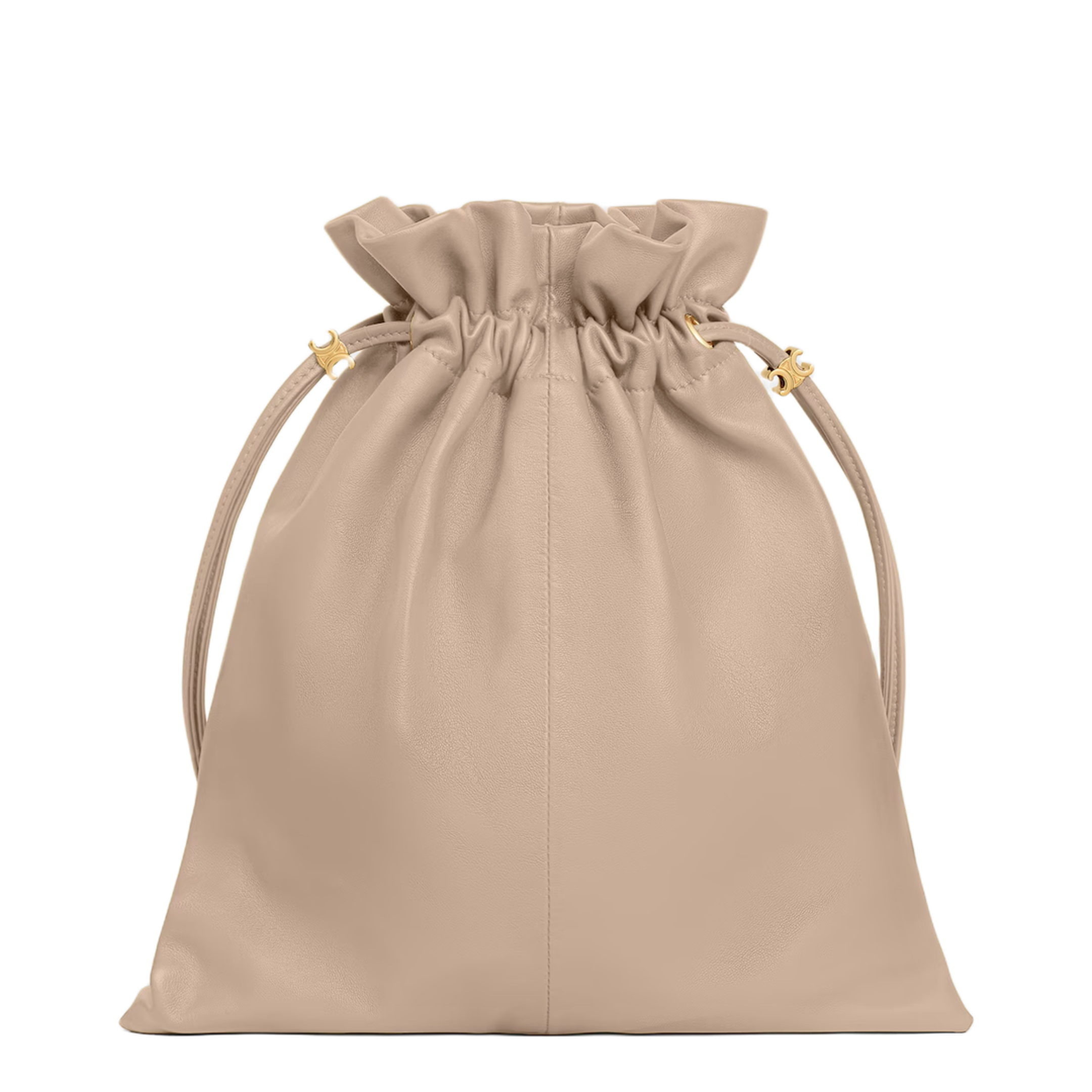 Crystal Pouch Small Leather Bucket Bag In Neutral - Image 3