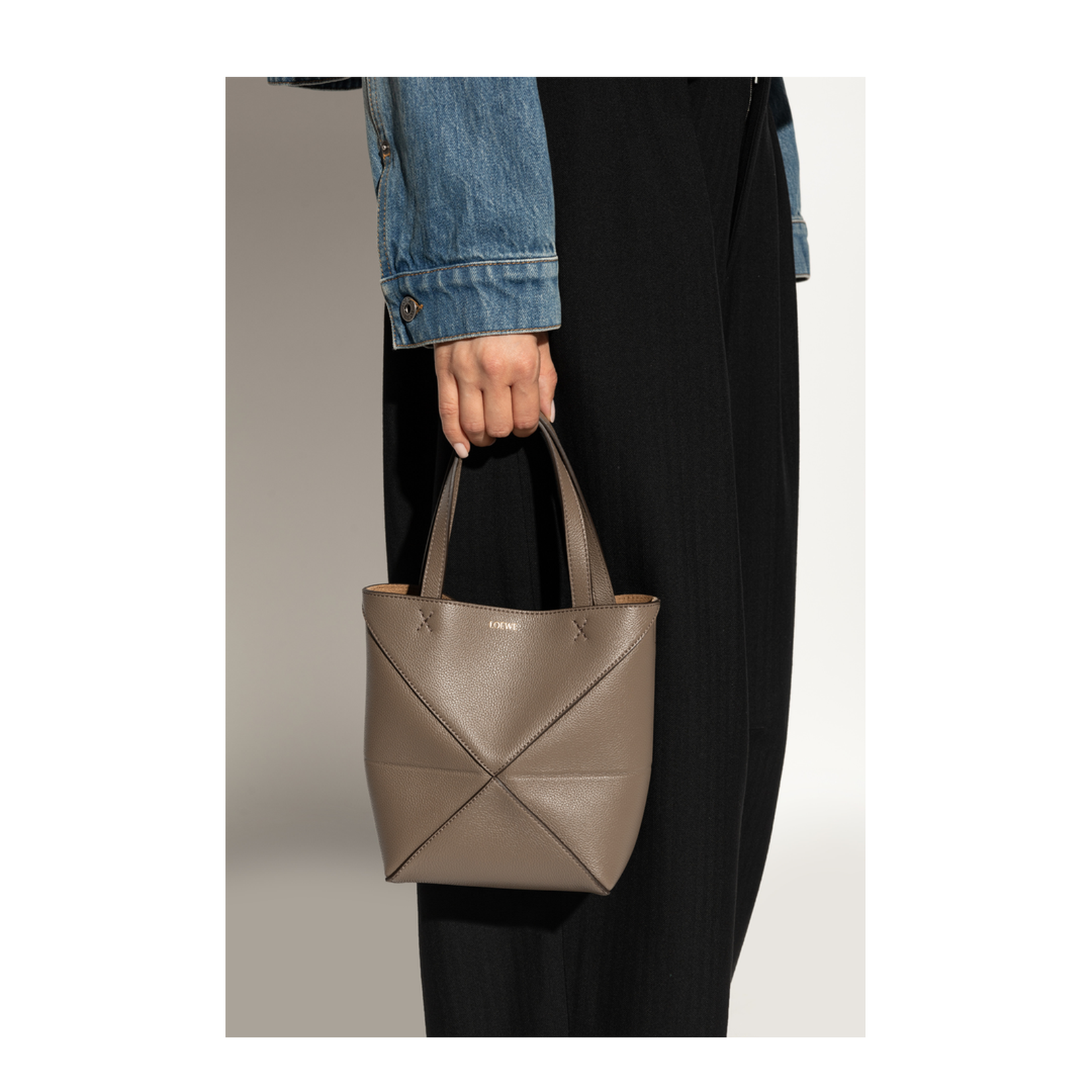 Puzzle Fold Mini Handbag Taupe - Image 2
