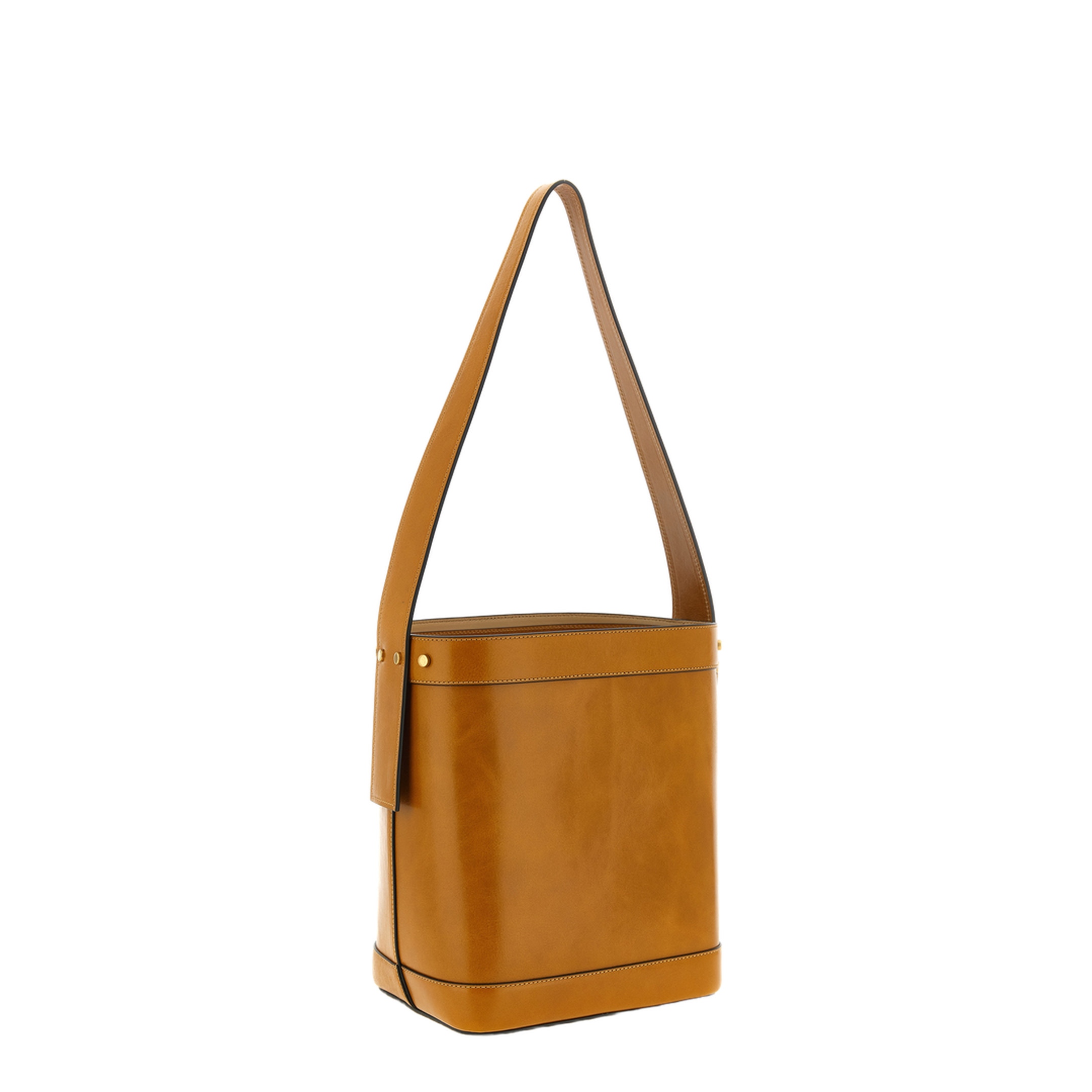 Pivot Small Calf Leather Bucket Bag - Camel - Image 2