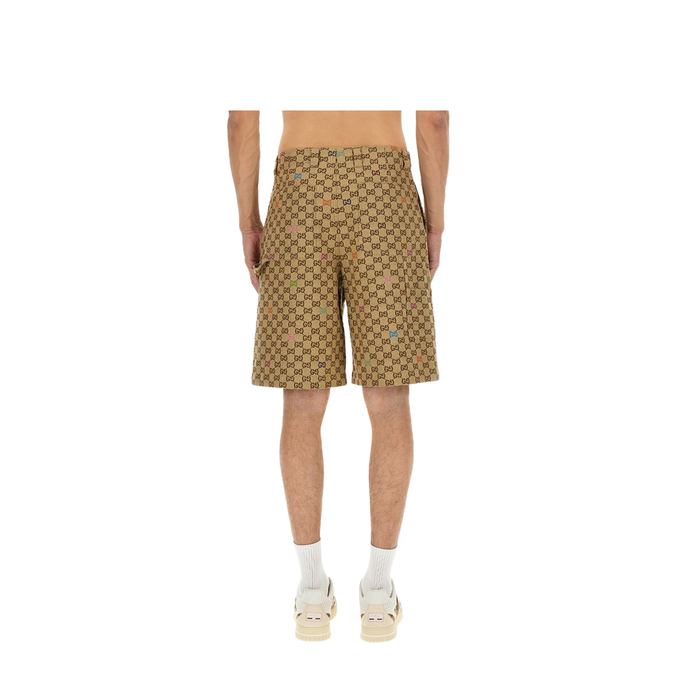 Canvas Shorts in Camel and Dark Brown - Image 3