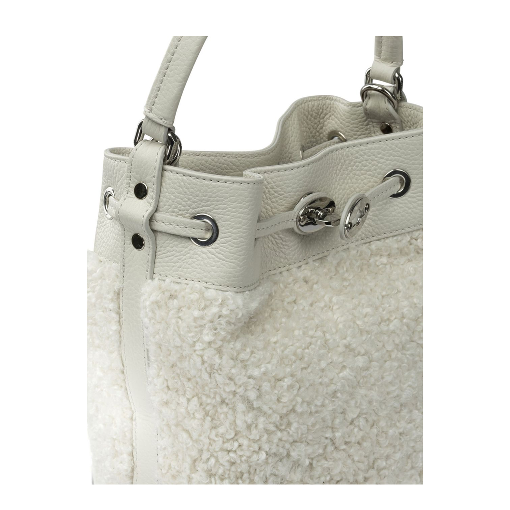 Mondà Small Leather Bucket Bag - White Latte - Image 2