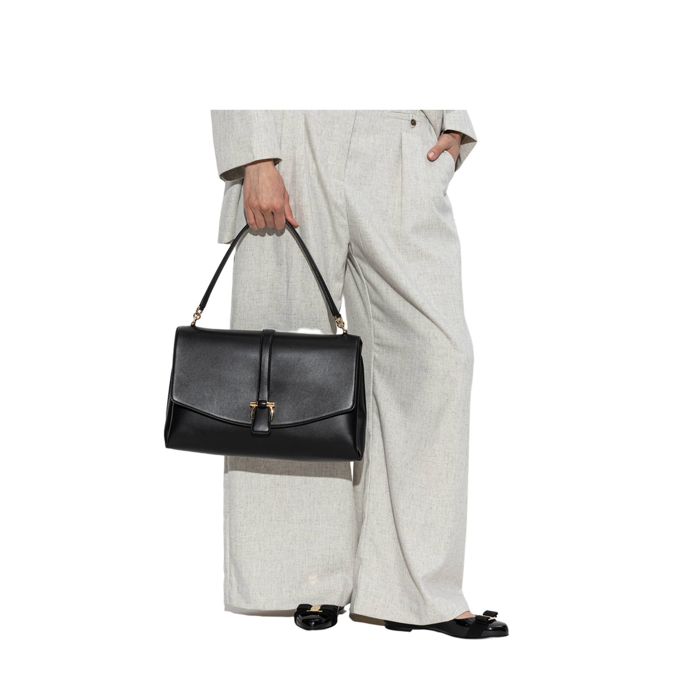Mia Large Calfskin Shoulder Bag - Nero - Image 2