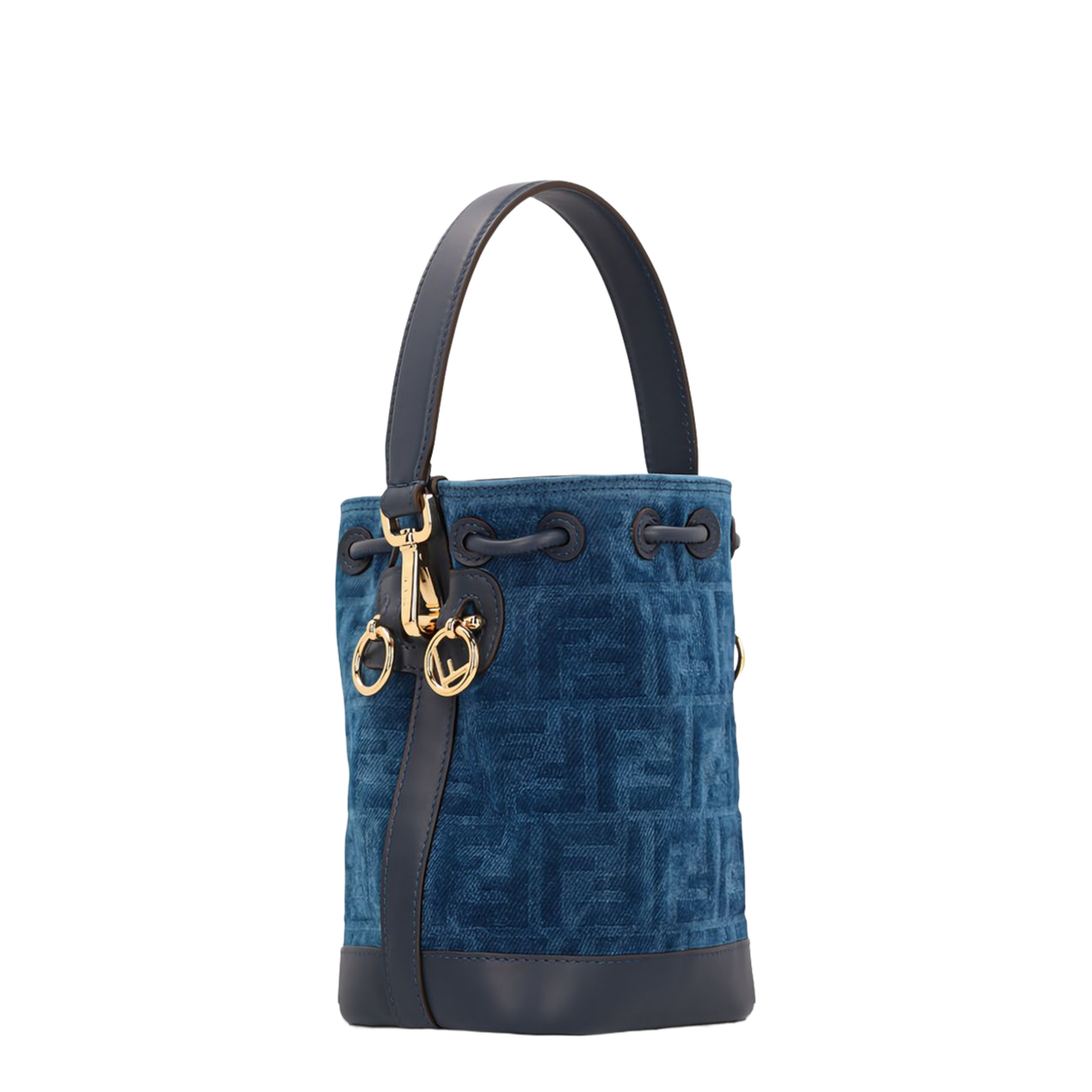 Mon Tresor Mini FF Denim Bucket Bag - Blue - Image 2