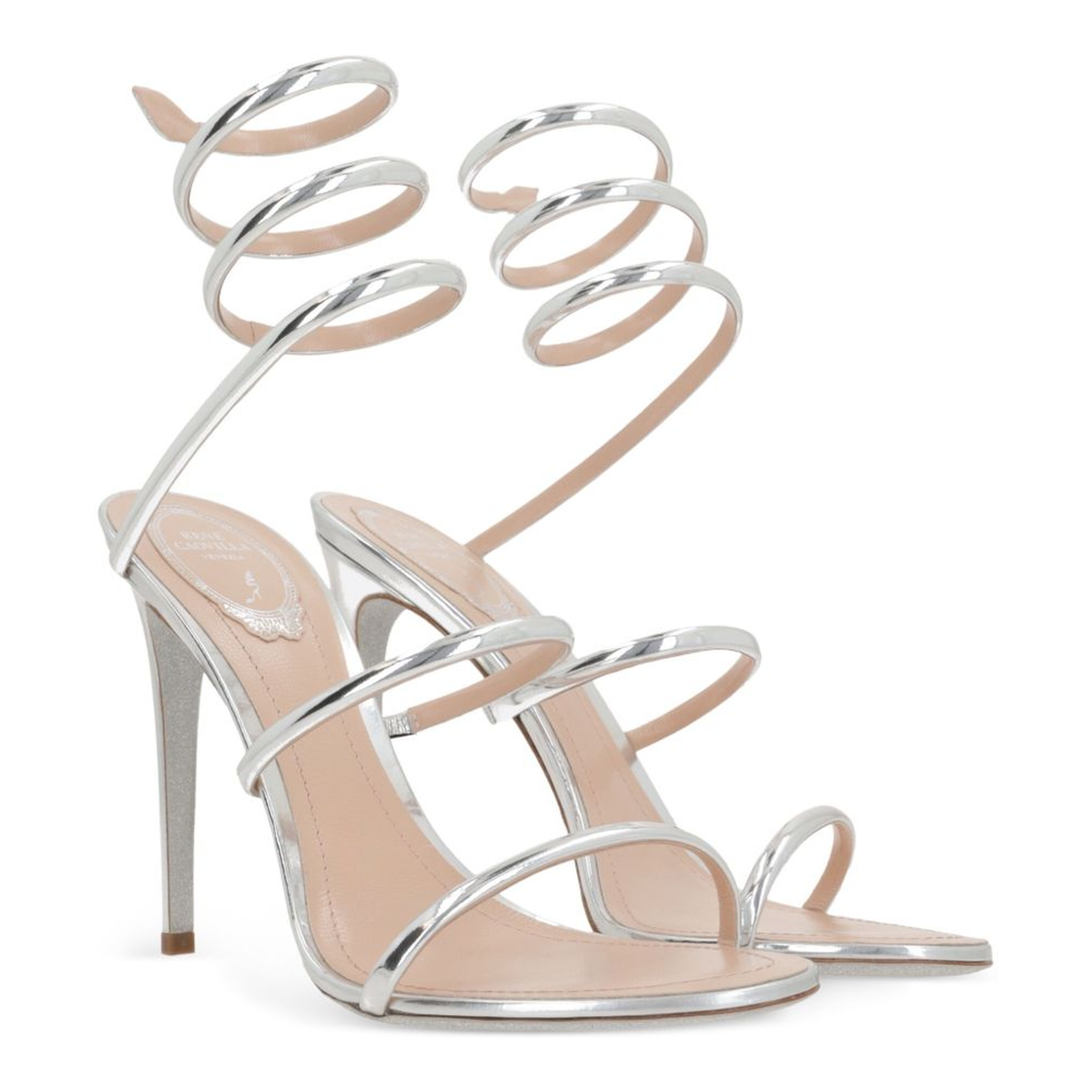 Cleo Laminated Patent Leather Sandals - Silver - Image 2