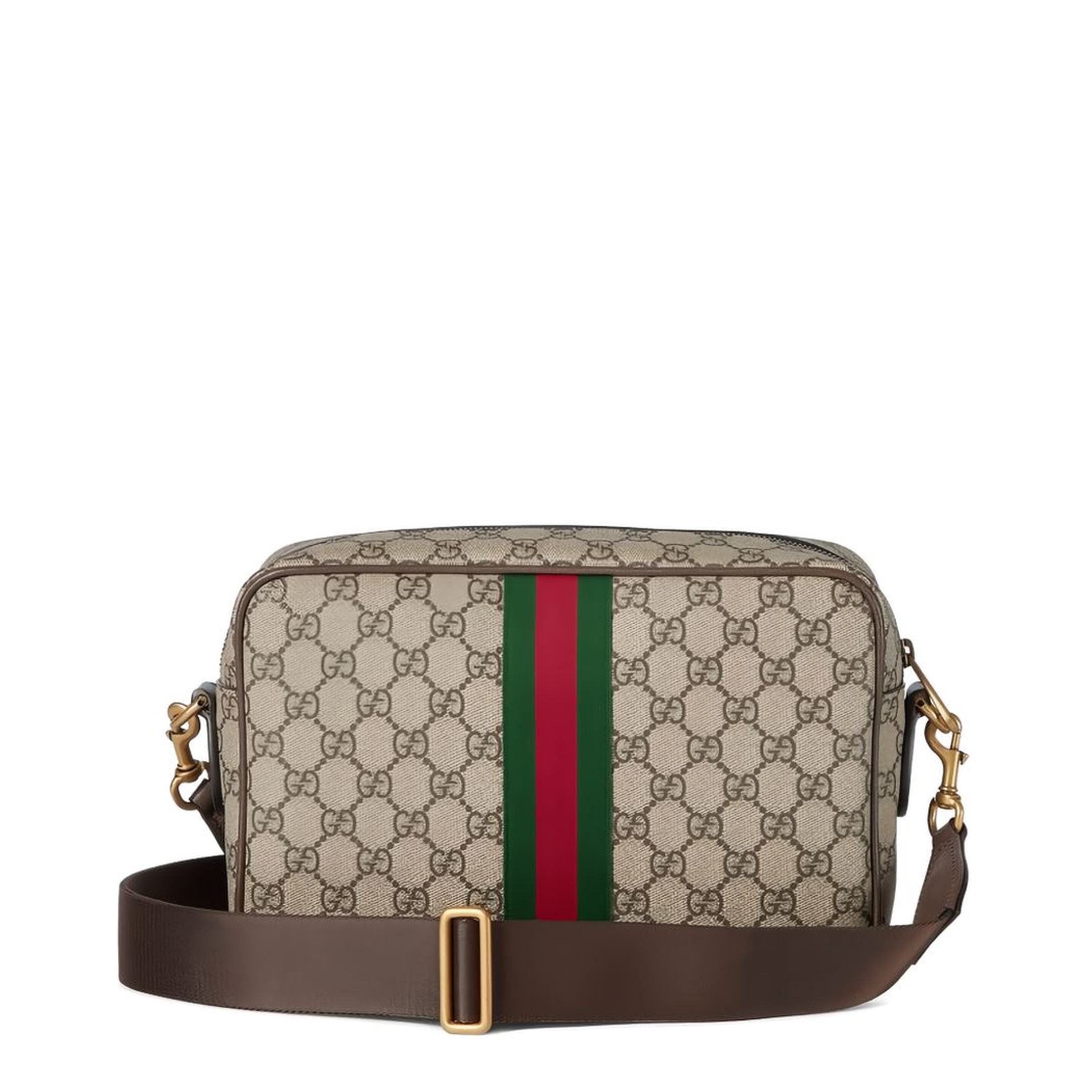 Ophidia Medium GG Supreme Coated Canvas Crossbody - Beige and Dark Brown - Image 4