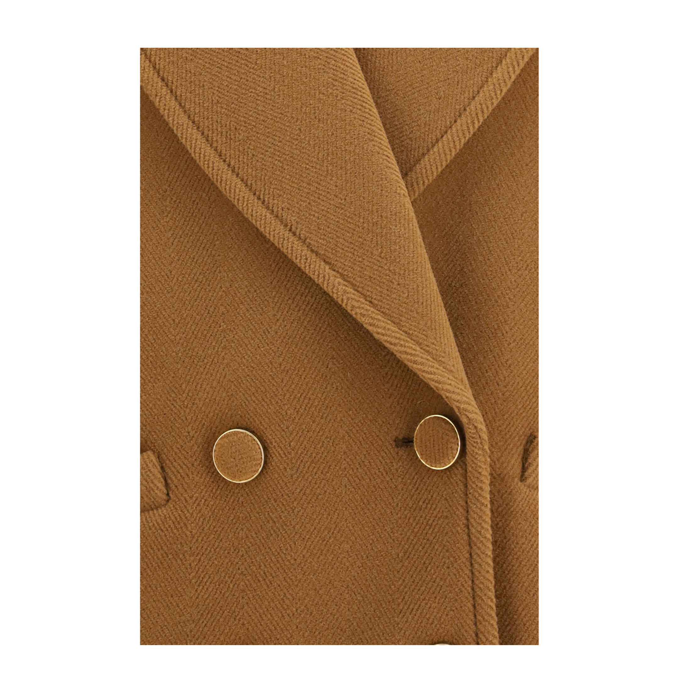 Double-breasted Herringbone Wool Short Coat - Image 3