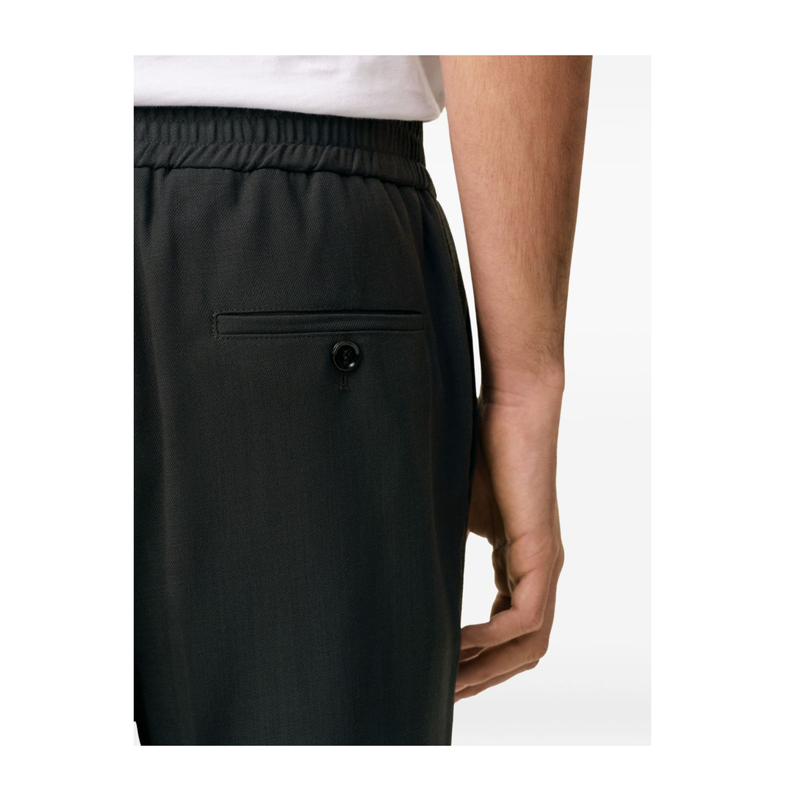 Black Wool Elasticated Waist Trousers - Image 3